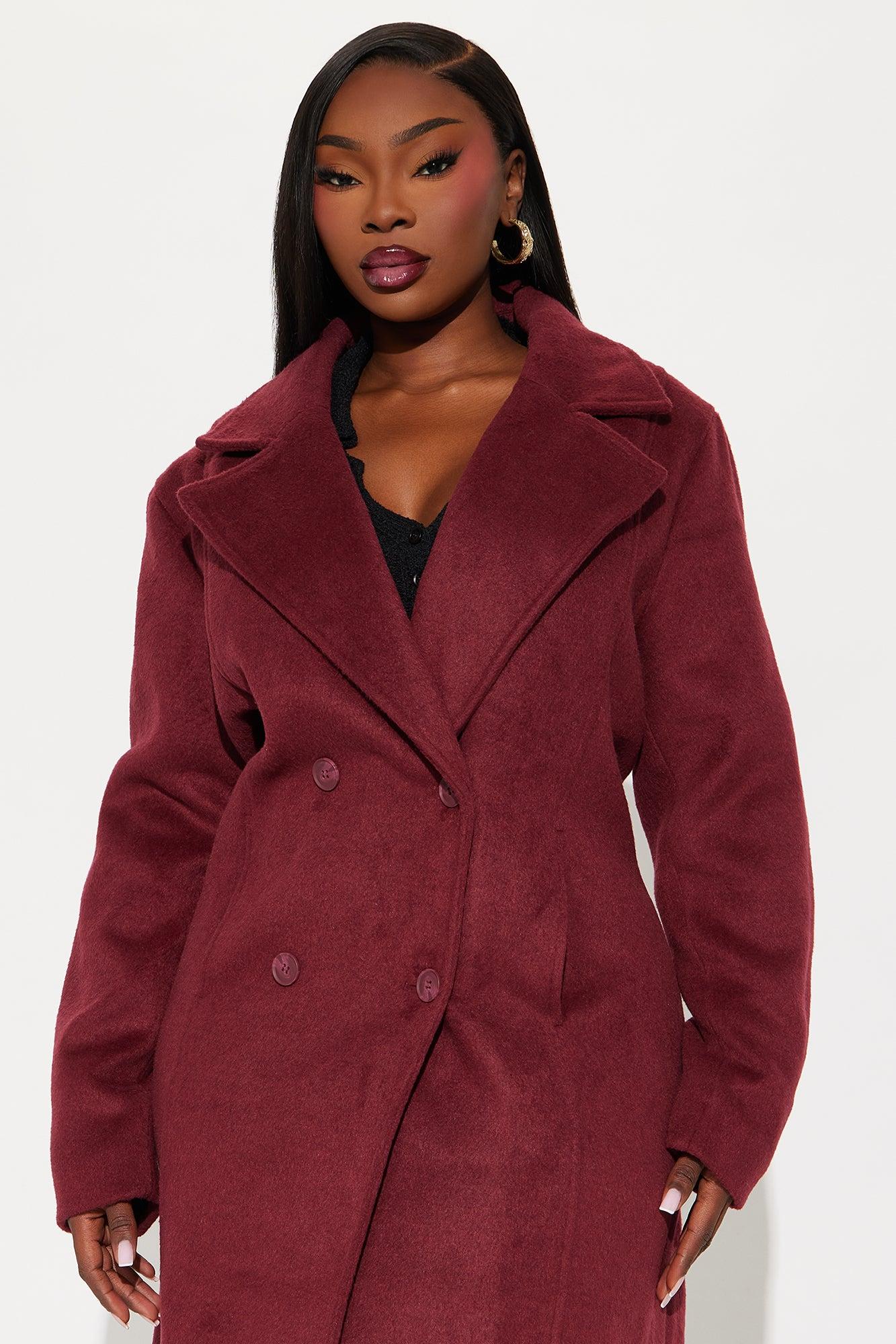 Melonie Wool Trench Coat - Wine Female Product Image