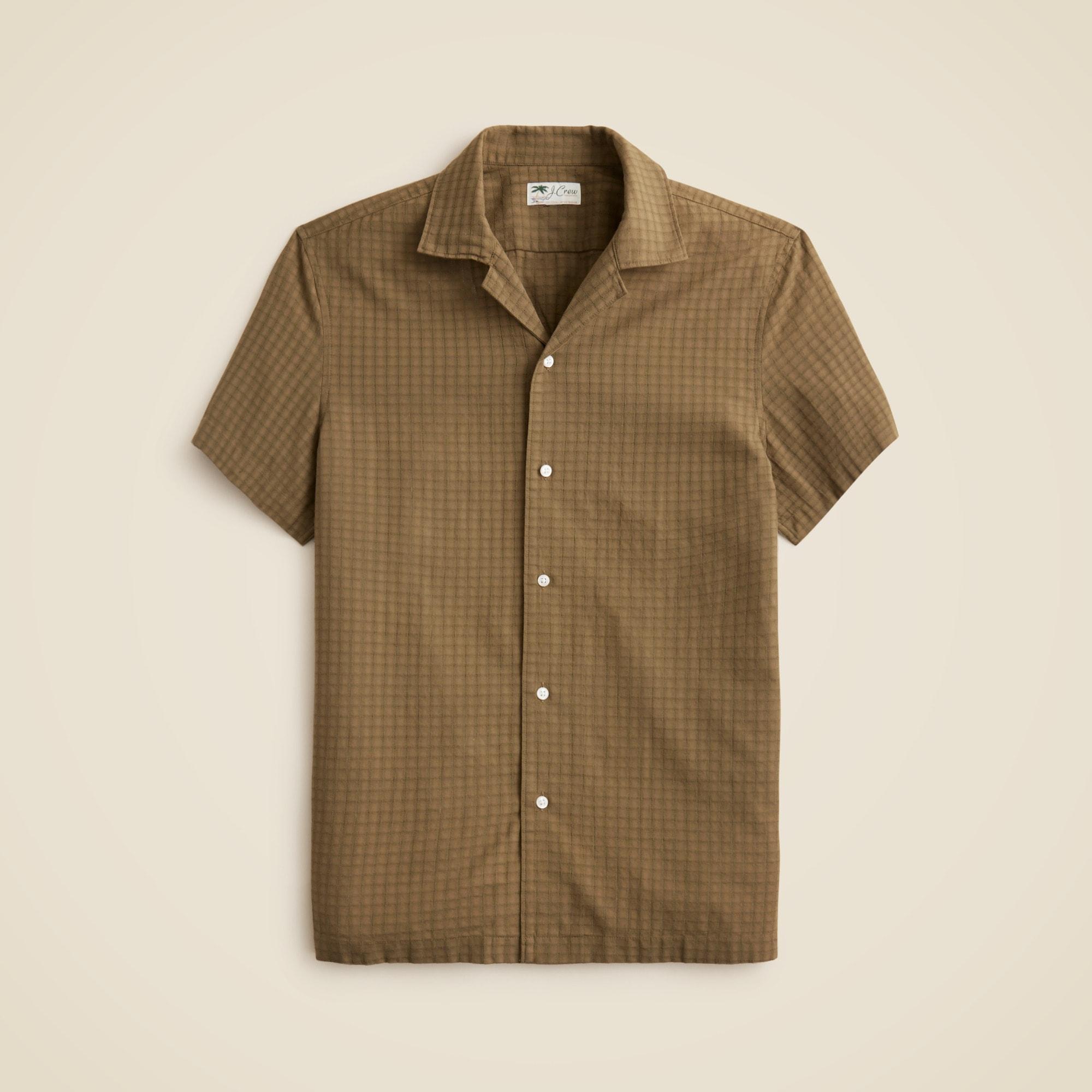 Short-sleeve cotton dobby camp-collar shirt Product Image