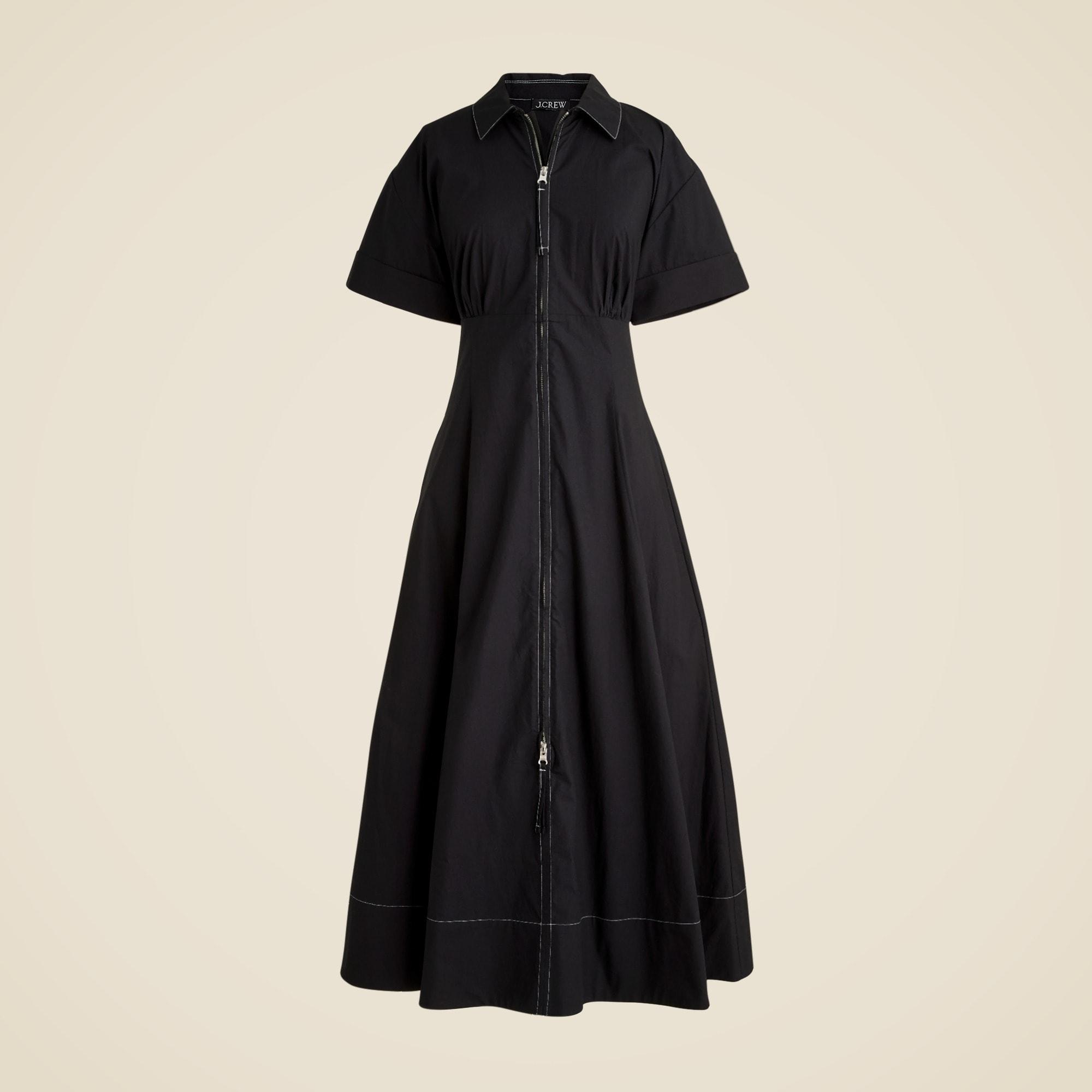Zip-up shirtdress in cotton poplin Product Image