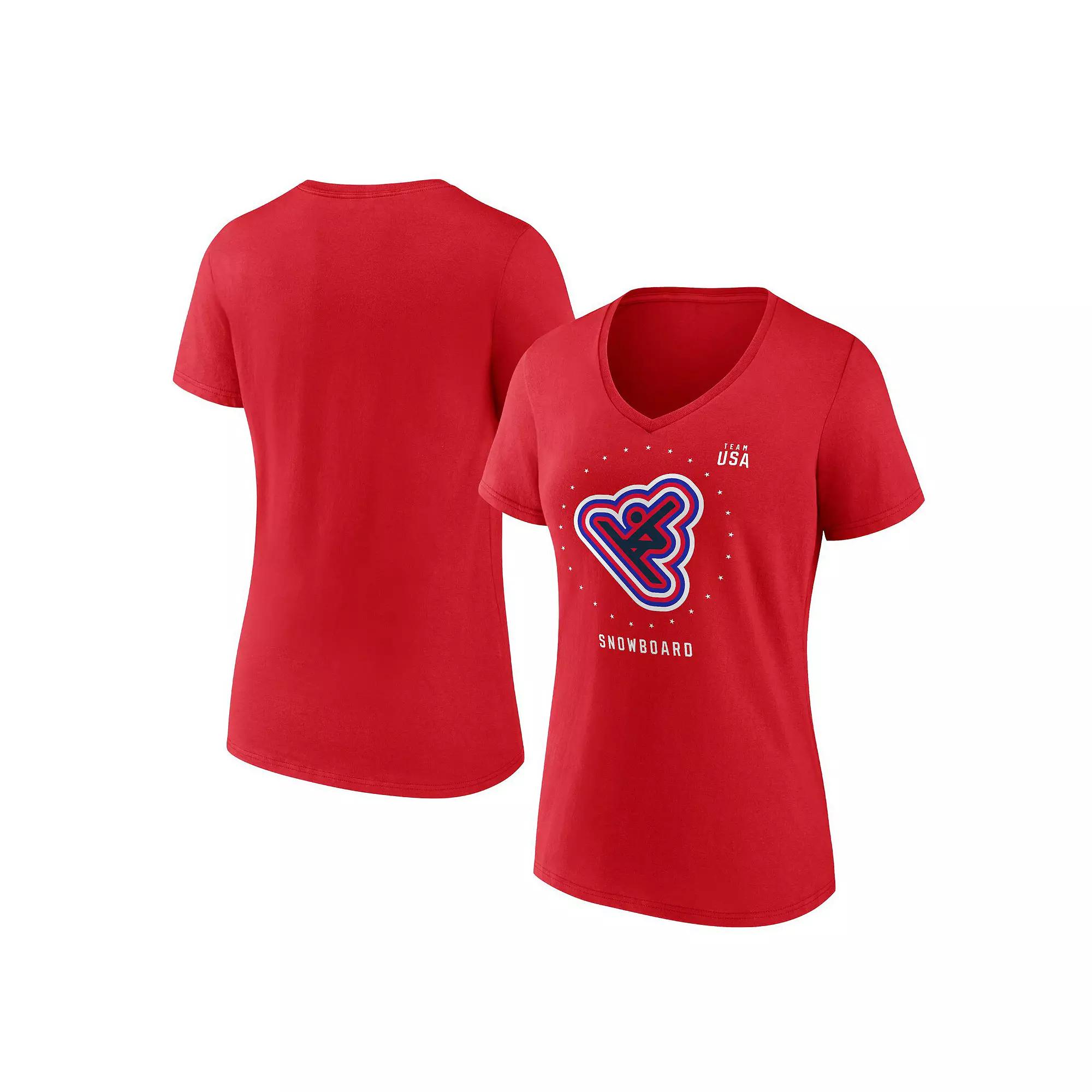 Women's Fanatics Branded Red Team USA Snowboard V-Neck T-Shirt,  Product Image