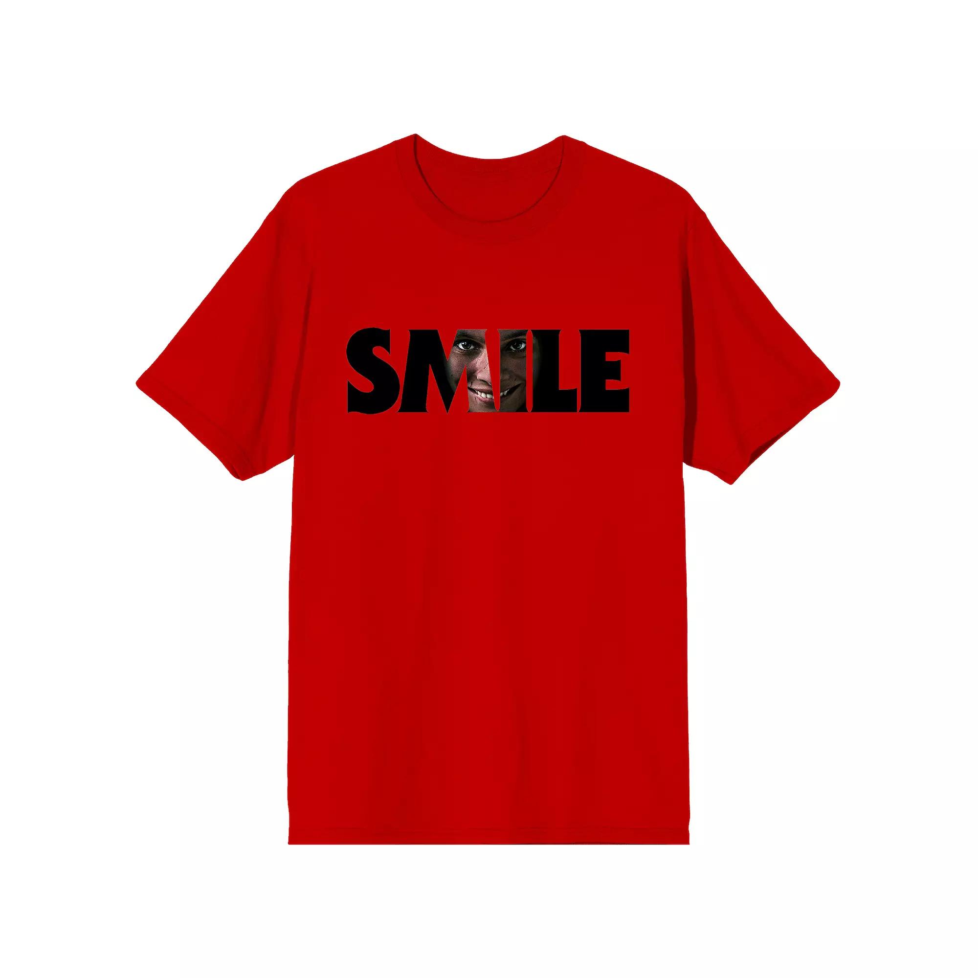 Mens Smile Text With Hidden Face Short Sleeve Graphic T-Shirt Product Image