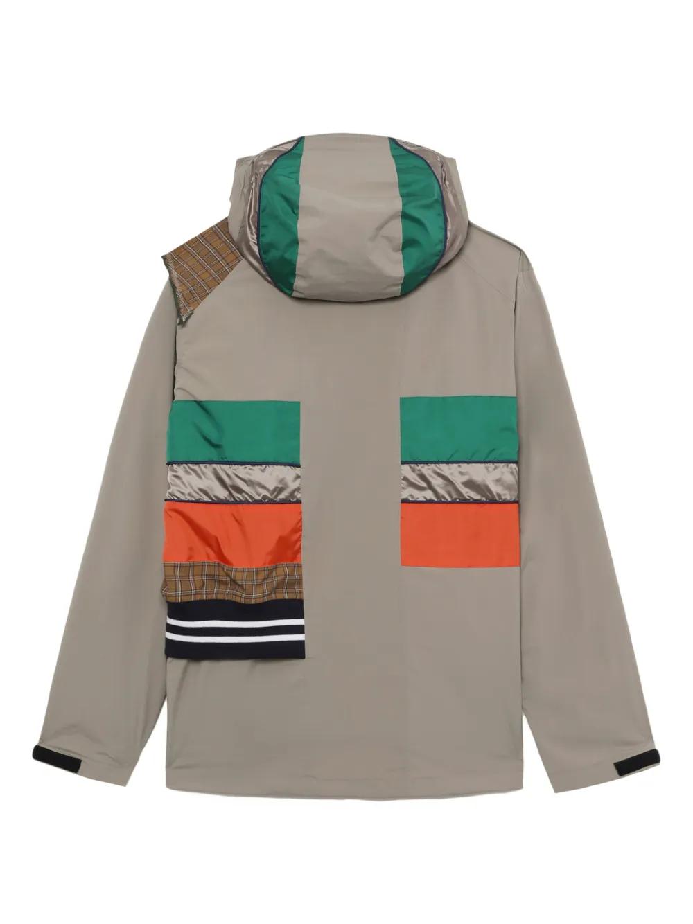 contrasting-panel hooded jacket Product Image