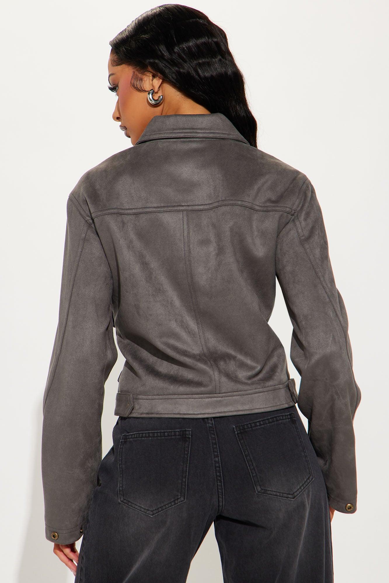 Ryder Faux Suede Jacket - Charcoal Product Image