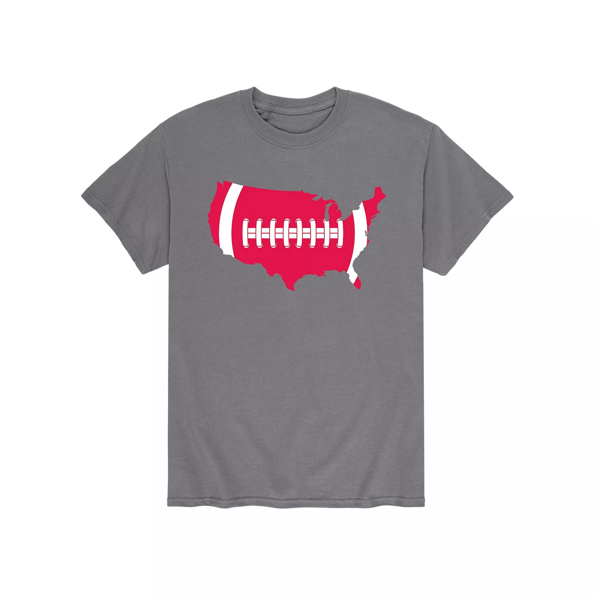 Big & Tall USA Shape Football Tee, Men's,  Product Image