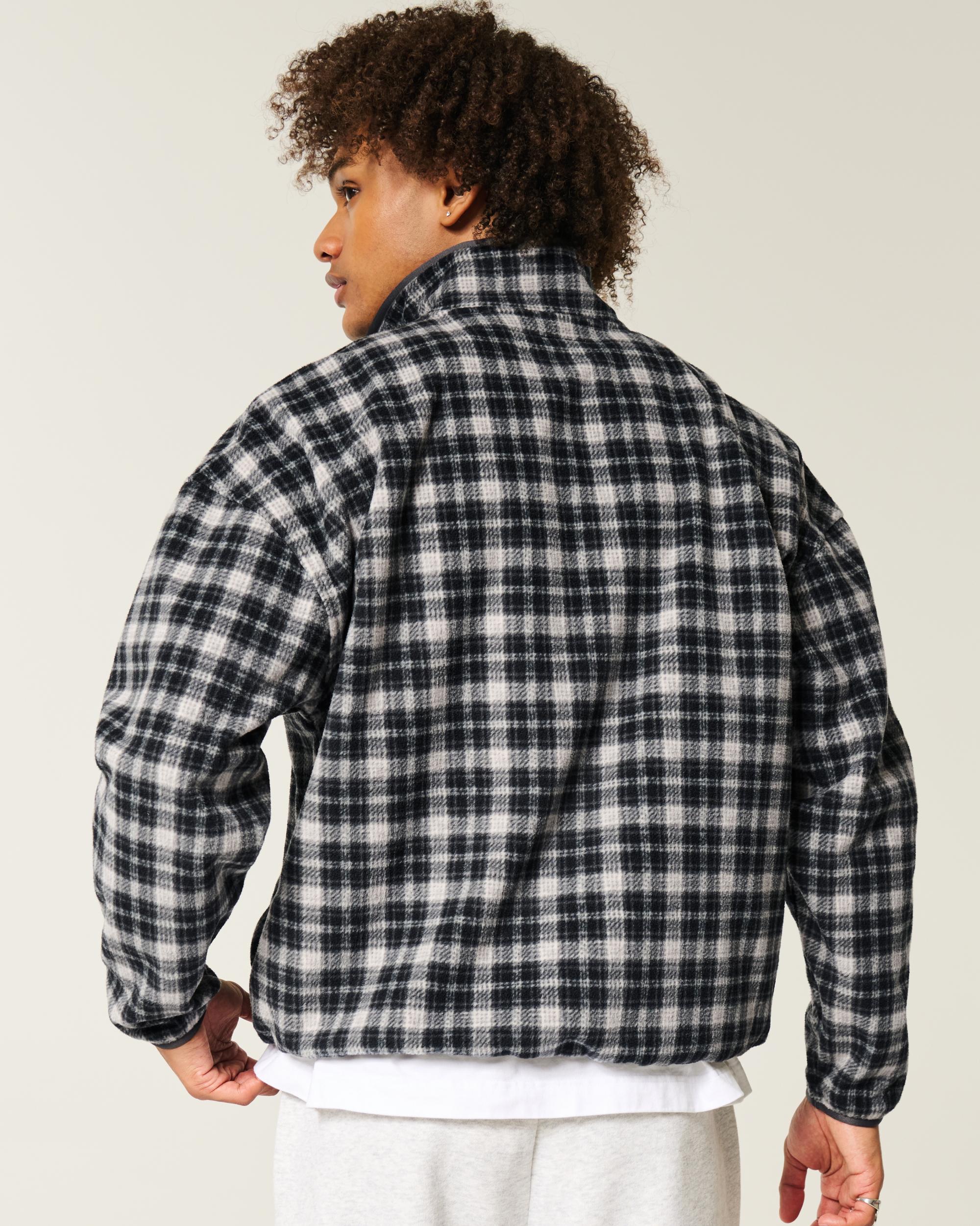 Thermal Fleece Plaid Half-Zip Sweatshirt Product Image