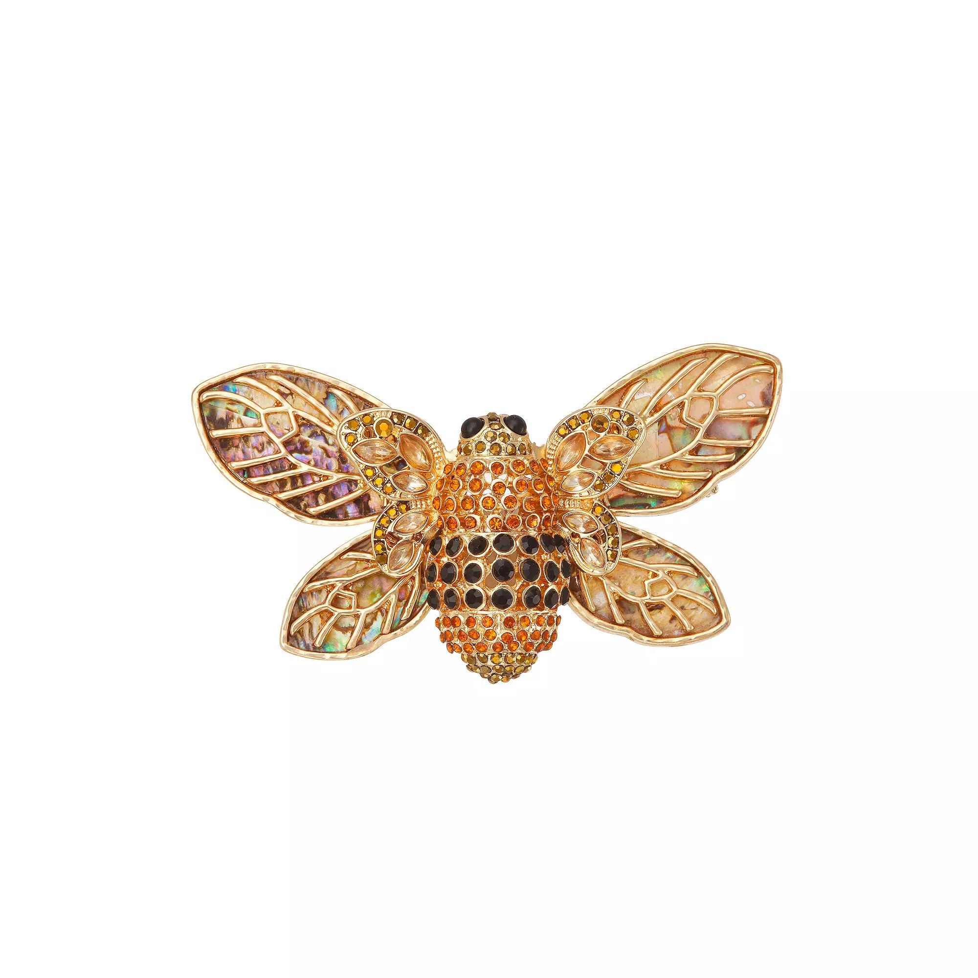 Napier Gold Tone Bee Pin, Women's, Brown Product Image