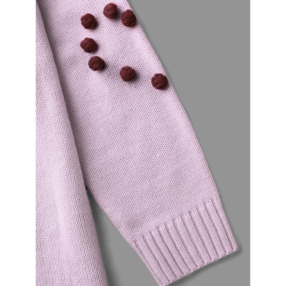 Plus Size 3D Hearts Drop Shoulder Sleeve Pullover Nudepink Women Casual Loose Long Sleeve Round Neck Everyday Pullovers BloomChic 10/M Product Image