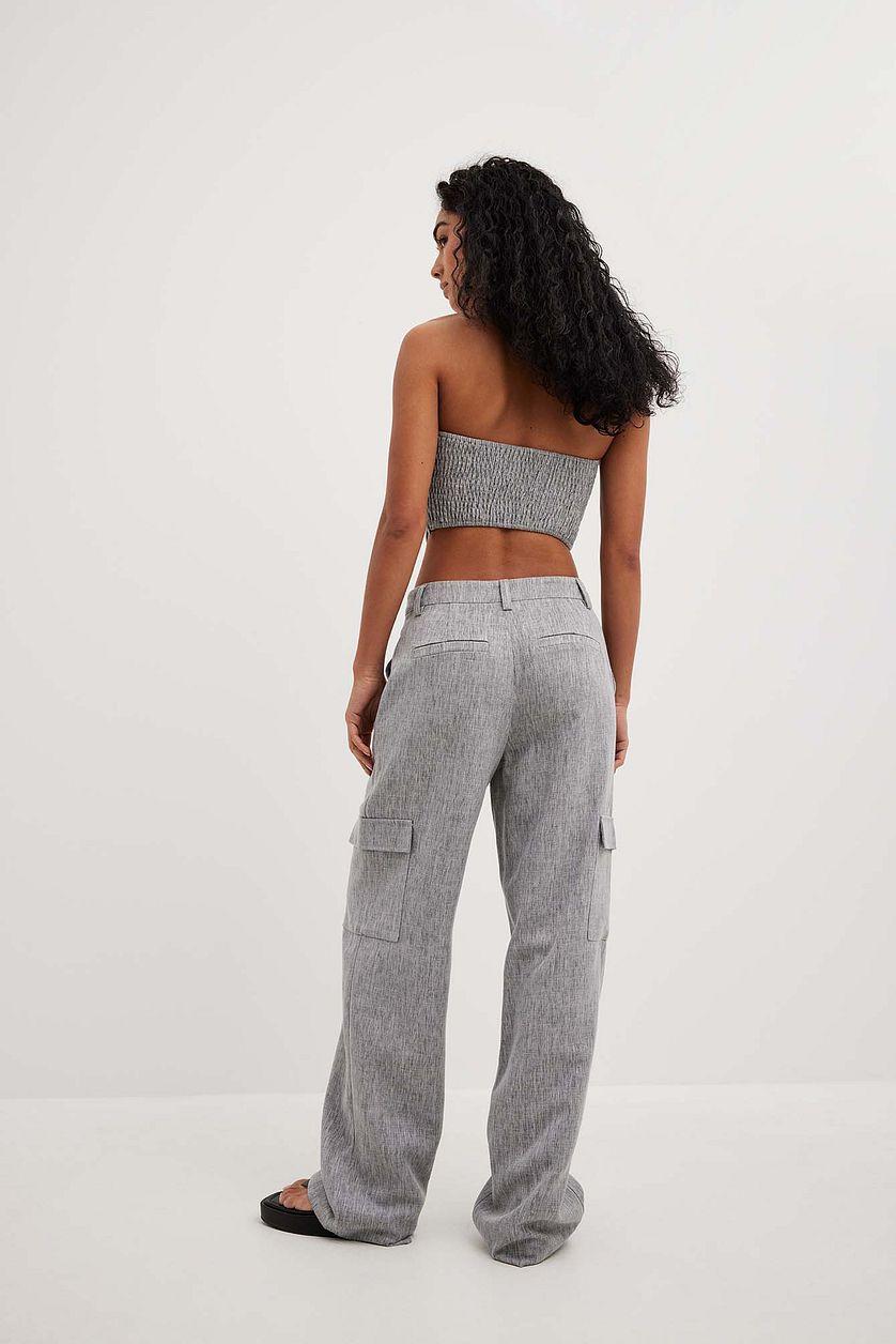 High Mid Rise Melange Cargo Pants Product Image