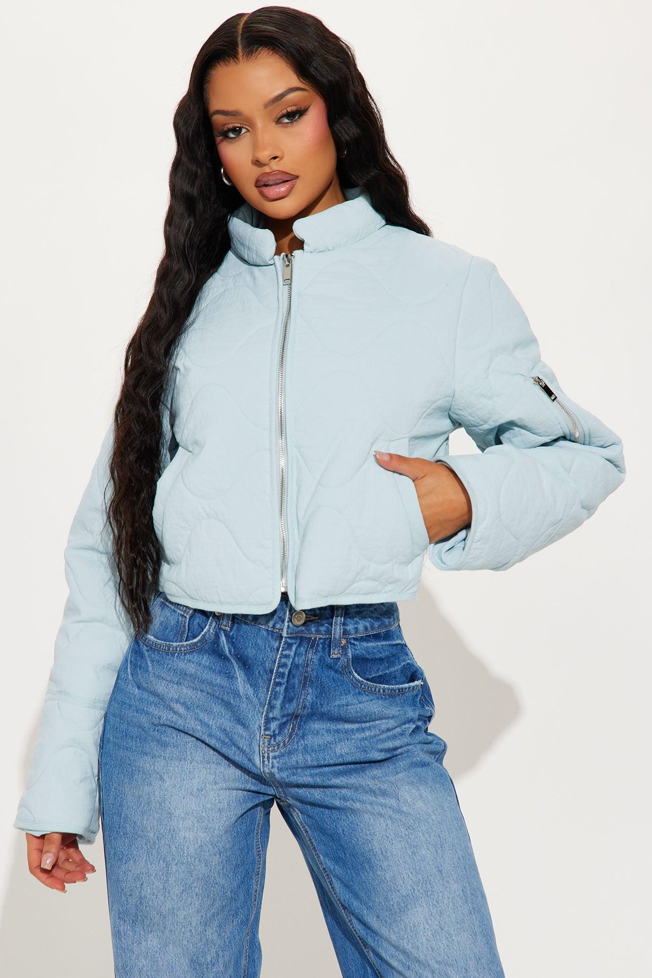 Chloe Quilted Lightweight Puffer Jacket - Light Blue Female Product Image