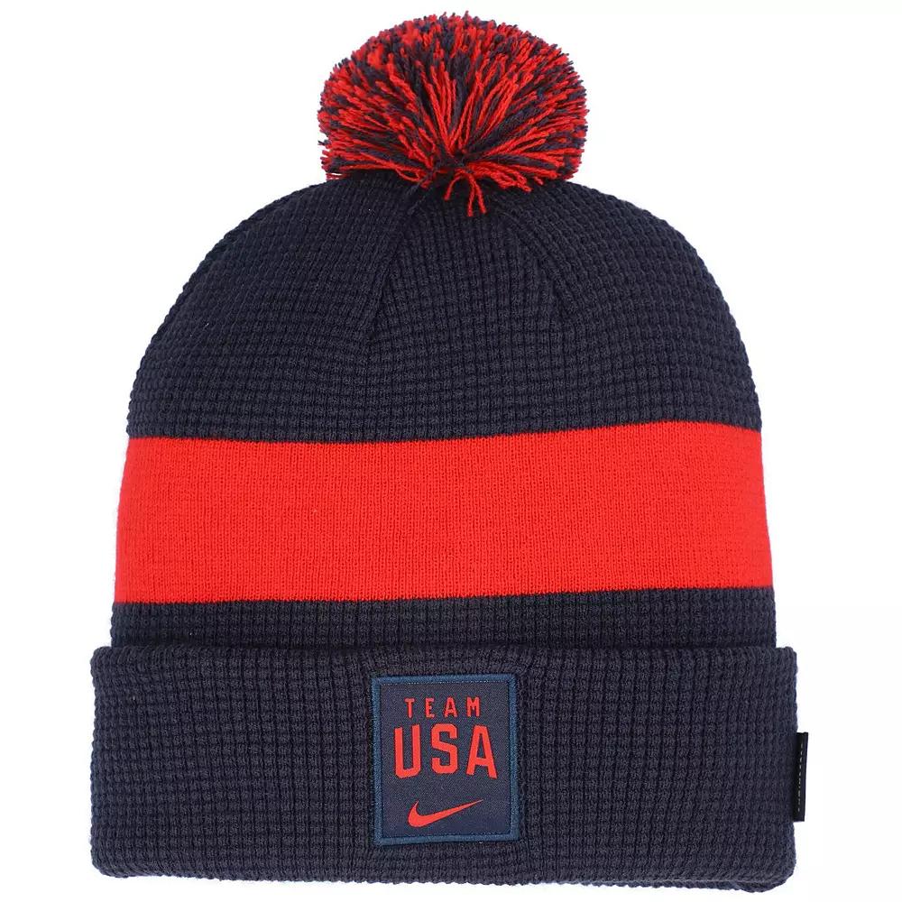 Men's Nike Navy Team USA 2021 Sideline Cuffed Knit Hat with Pom, Usa Blue Product Image