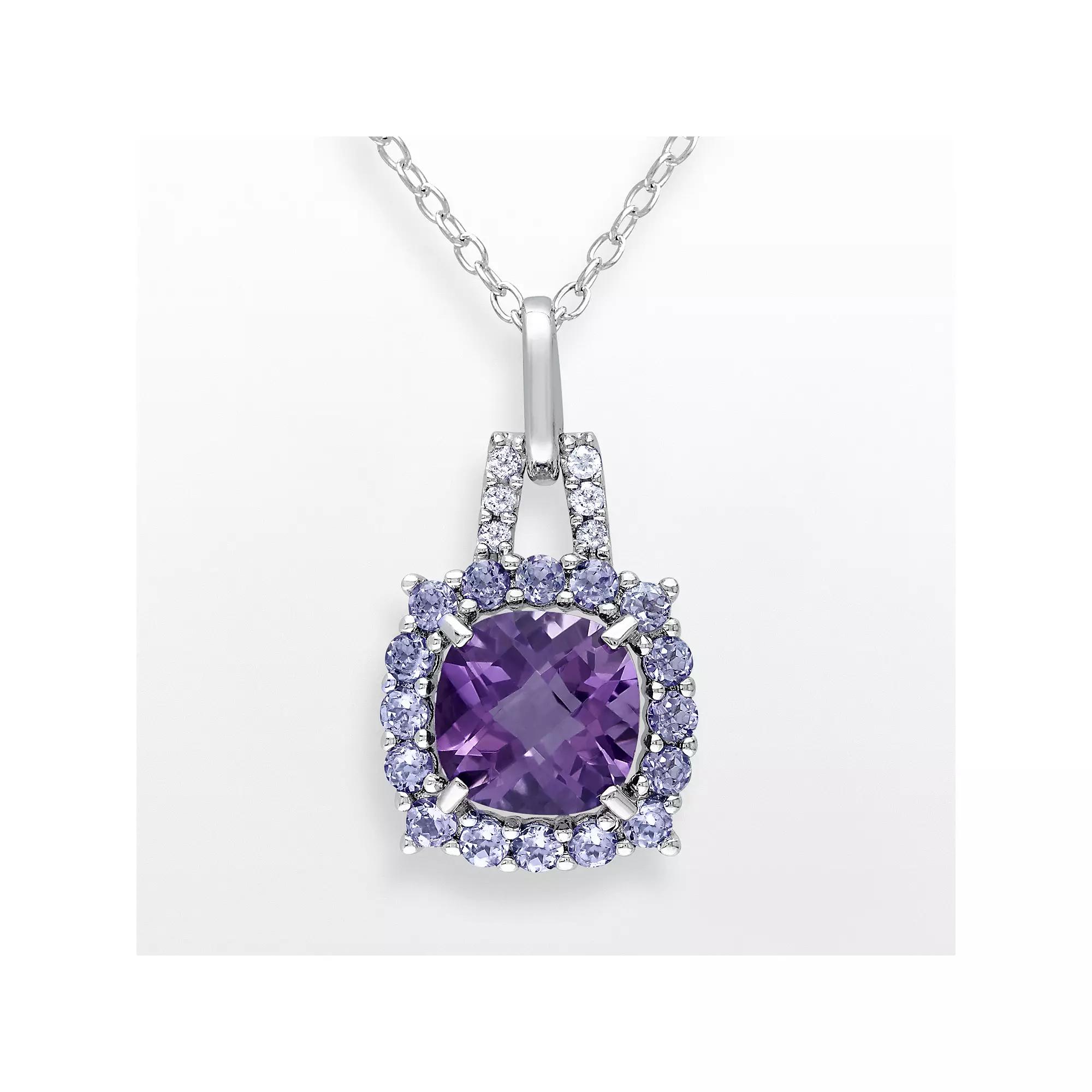 Stella Grace Sterling Silver Amethyst, Tanzanite and Diamond Accent Frame Pendant, Women's,  Product Image