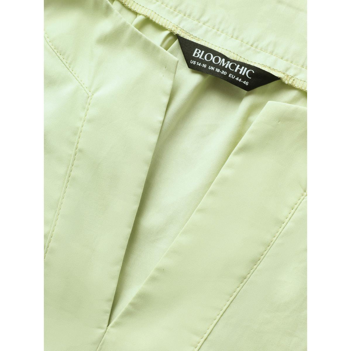 Plus Size LightGreen Ruffle Sleeve Ruffle Sleeve Pleated Blouse Women Casual Short sleeve V-neck Everyday Blouses BloomChic 22-24/3X Product Image