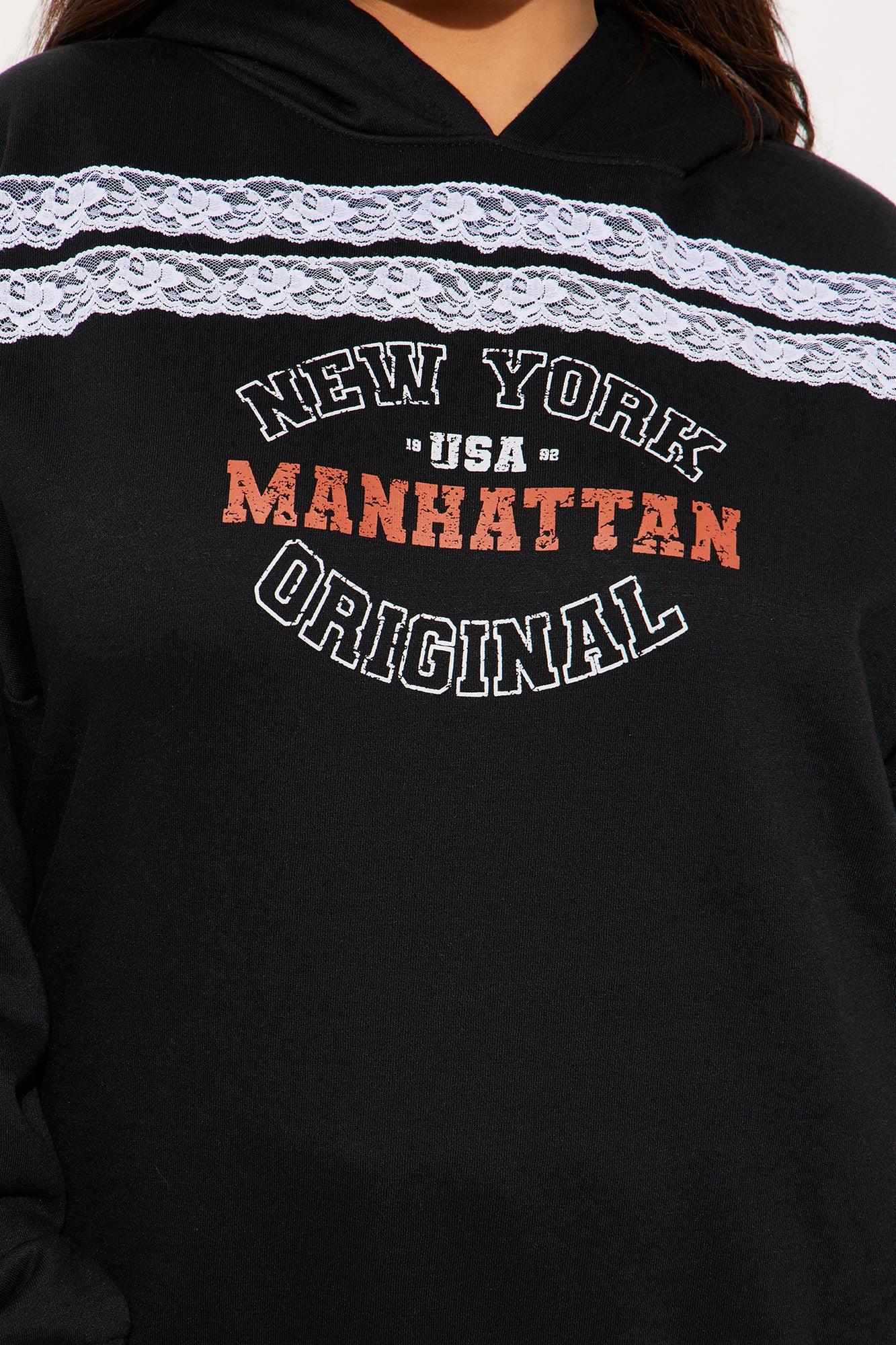 Manhattan Fleece Lace Sweatsuit Set - Black Product Image