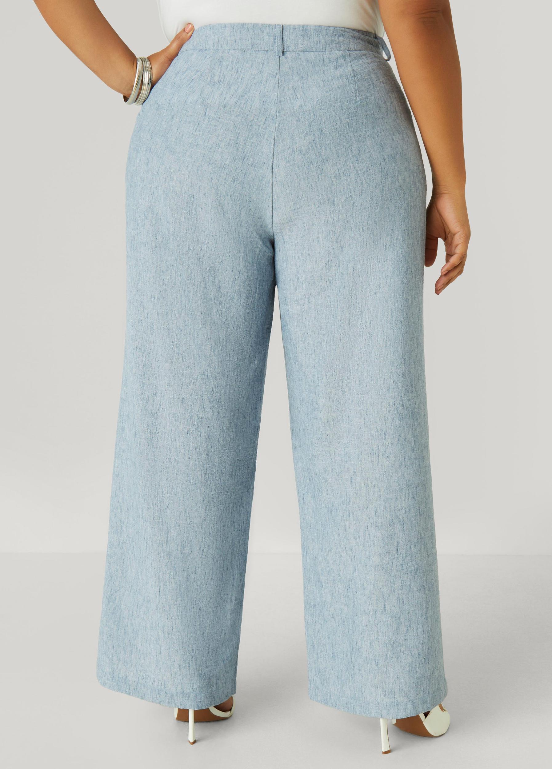 Patch Pocket Slub Wide Leg Pants Product Image