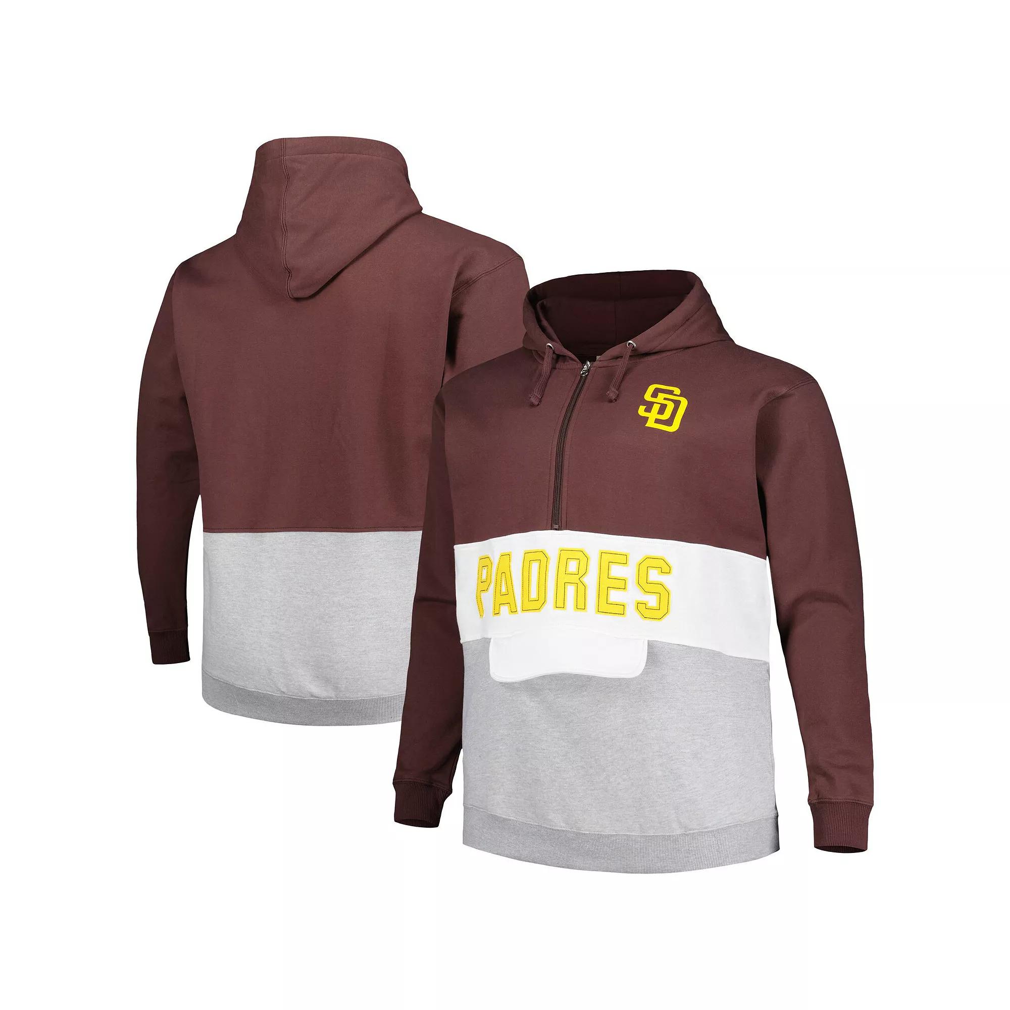 Men's Brown/White San Diego Padres Big & Tall Fleece Half-Zip Hoodie, Size: 4XLT Product Image