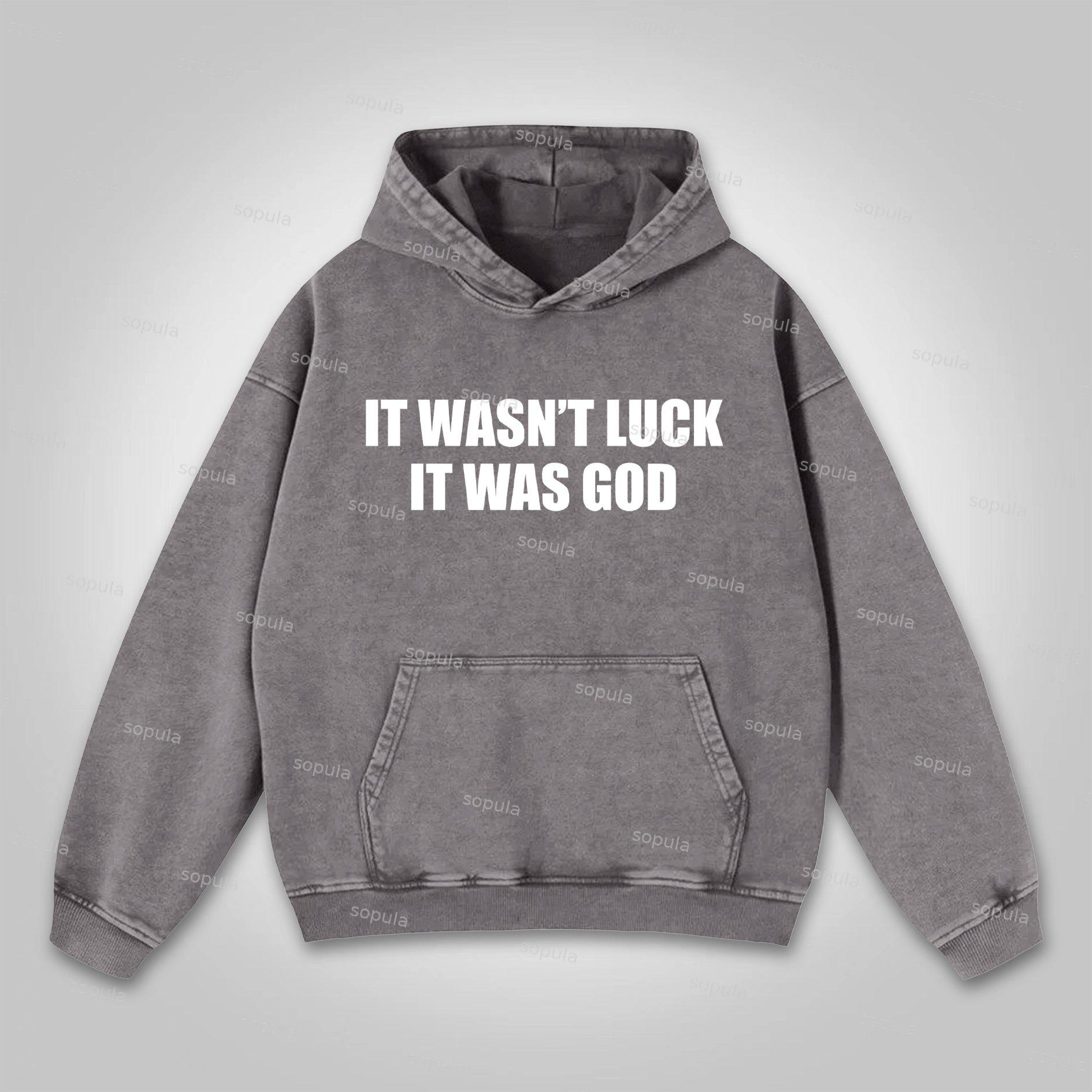 Sopula It Wasn't Luck It Was God Sogan Graphic Washed Hoodie Product Image