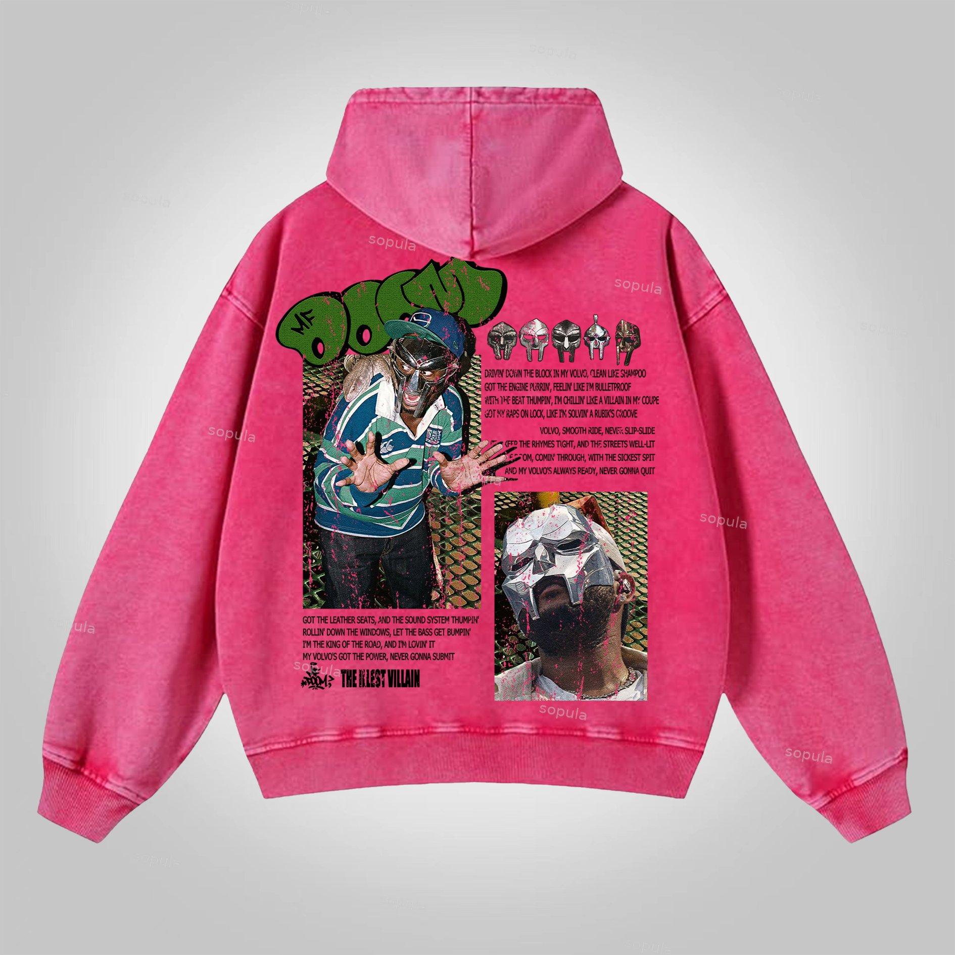 The Illest Villain Mf Doom Graphic Washed Zip-Up Hoodie Product Image