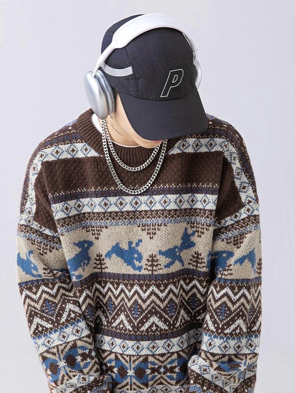 Men's Vintage Fair Isle Pullover Sweater Product Image
