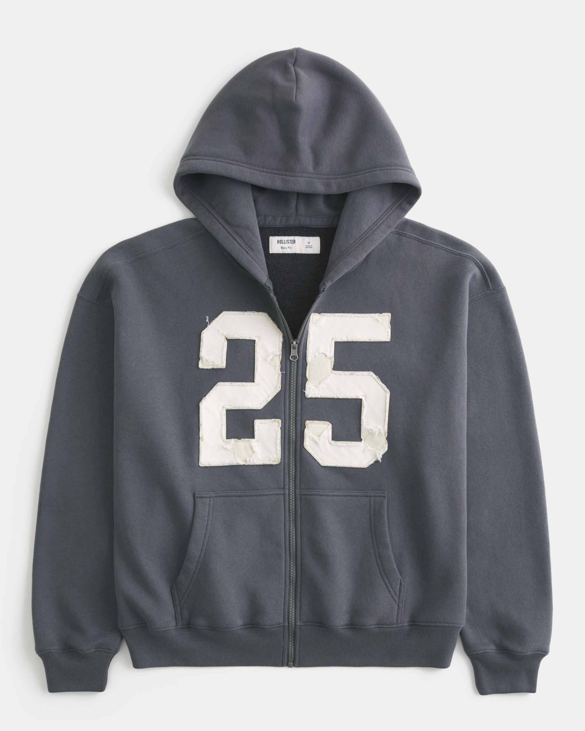 Boxy Number Graphic Zip-Up Hoodie Product Image