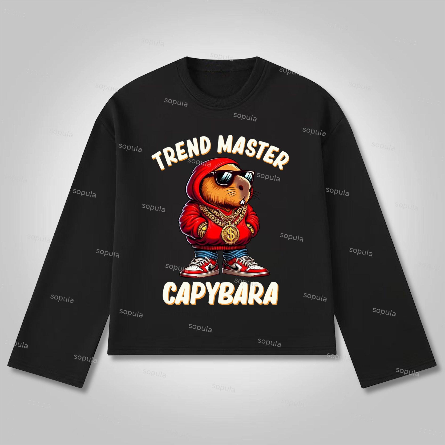 Sopula Capybara Trend Master Cartoon Graphics Cotton Long Sleeve T-Shirt Product Image