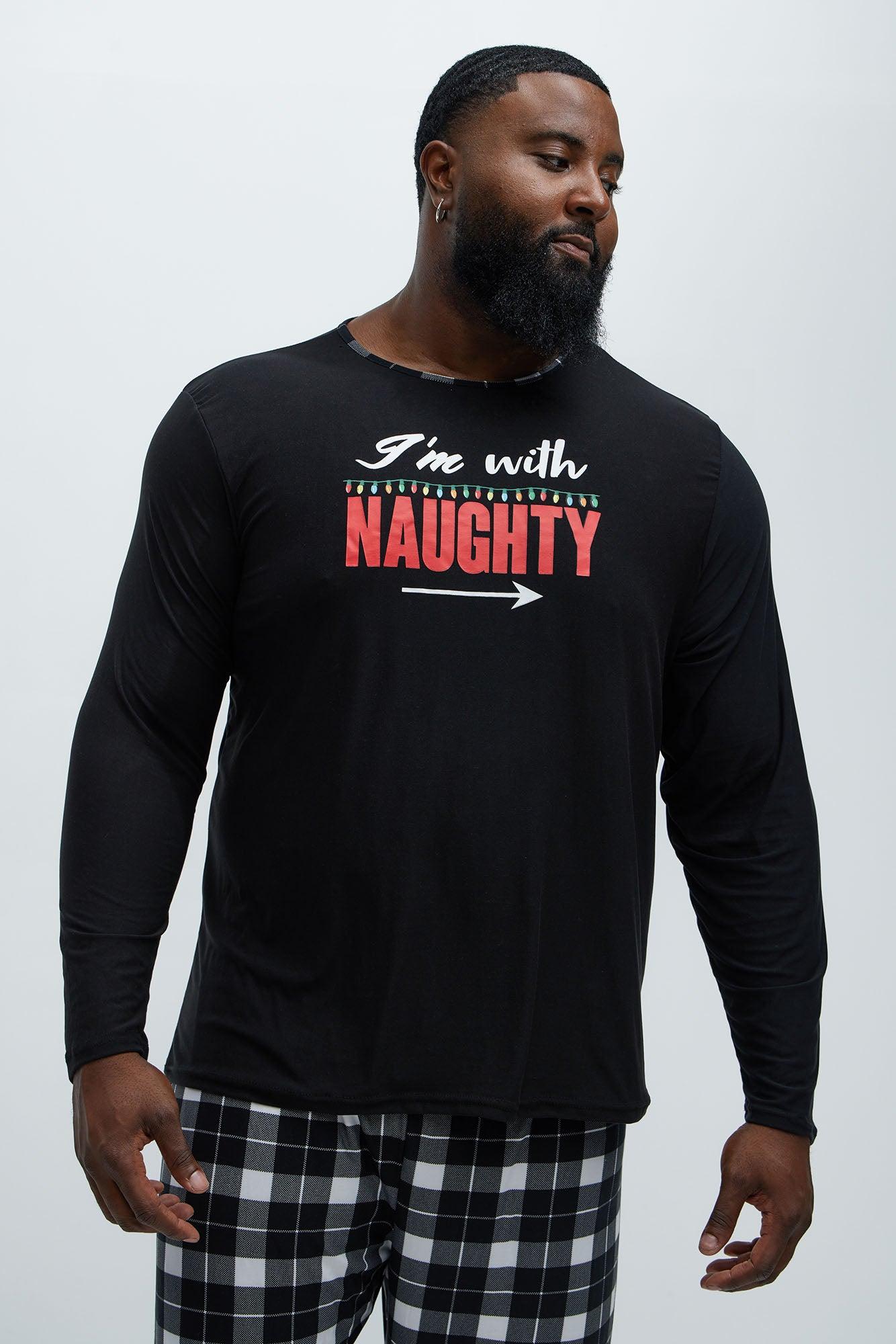 I'm With Naughty Christmas Holiday PJ Set - Black Product Image