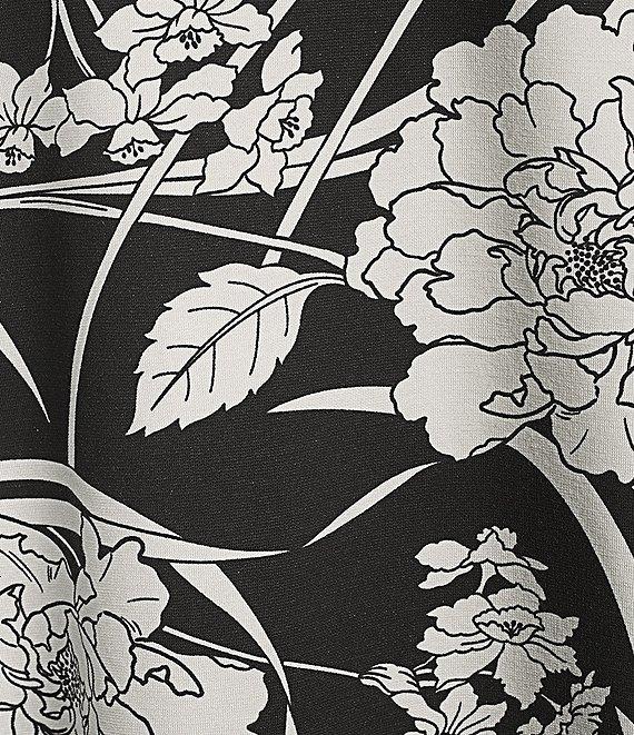 Bryn Walker Modal Ponti Floral Print Round Neck Long Sleeve Lantern Dress Product Image