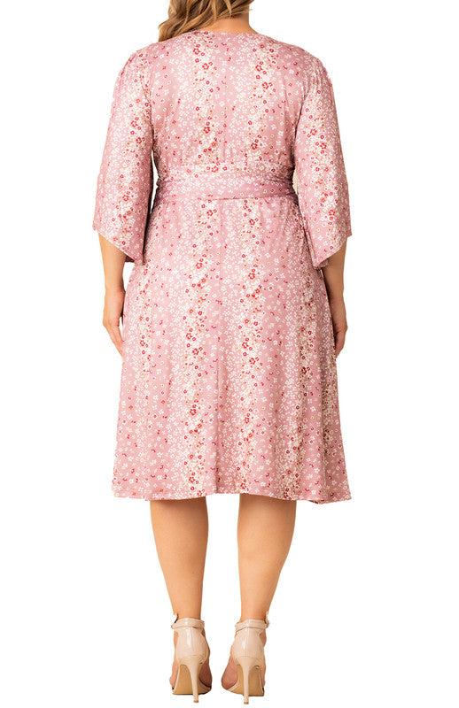 Pink Ditsy Floral Gemini Wrap Dress - Plus Product Image