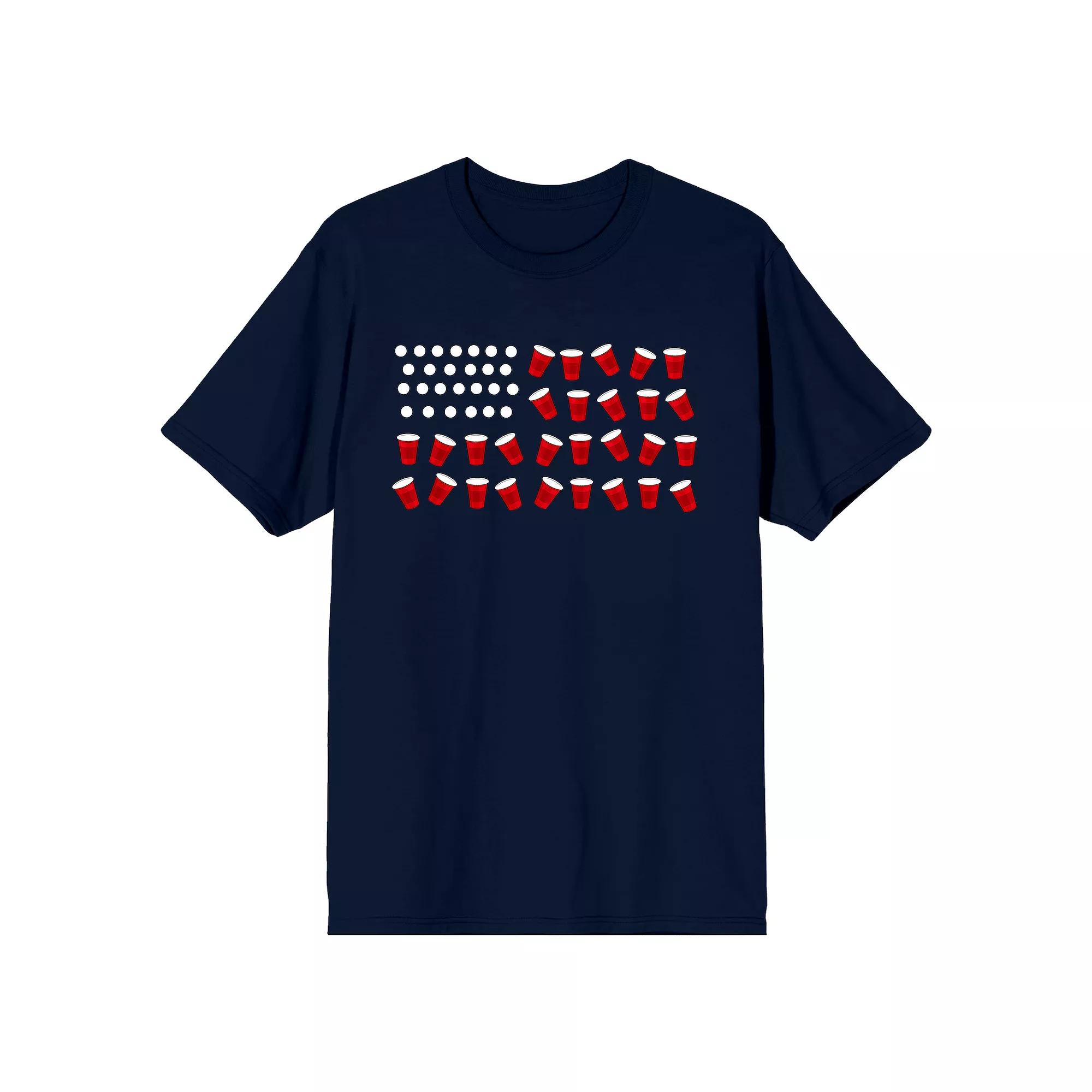 Men's Beer Pong Flag Graphic Tee,  Product Image