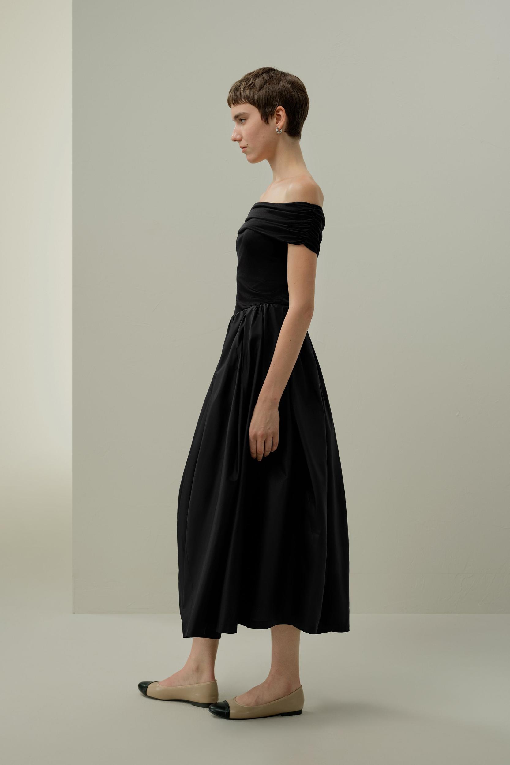 LILYSILK Women's Silk Taffeta Waist-Pleated Skirt, Black, Size 10, Water-Repellent & Voluminous Product Image