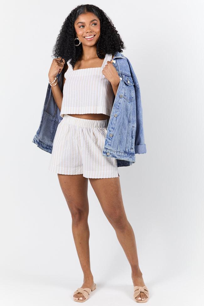 Can't Convince Me Ivory and Taupe Striped Woven Set FINAL SALE Product Image