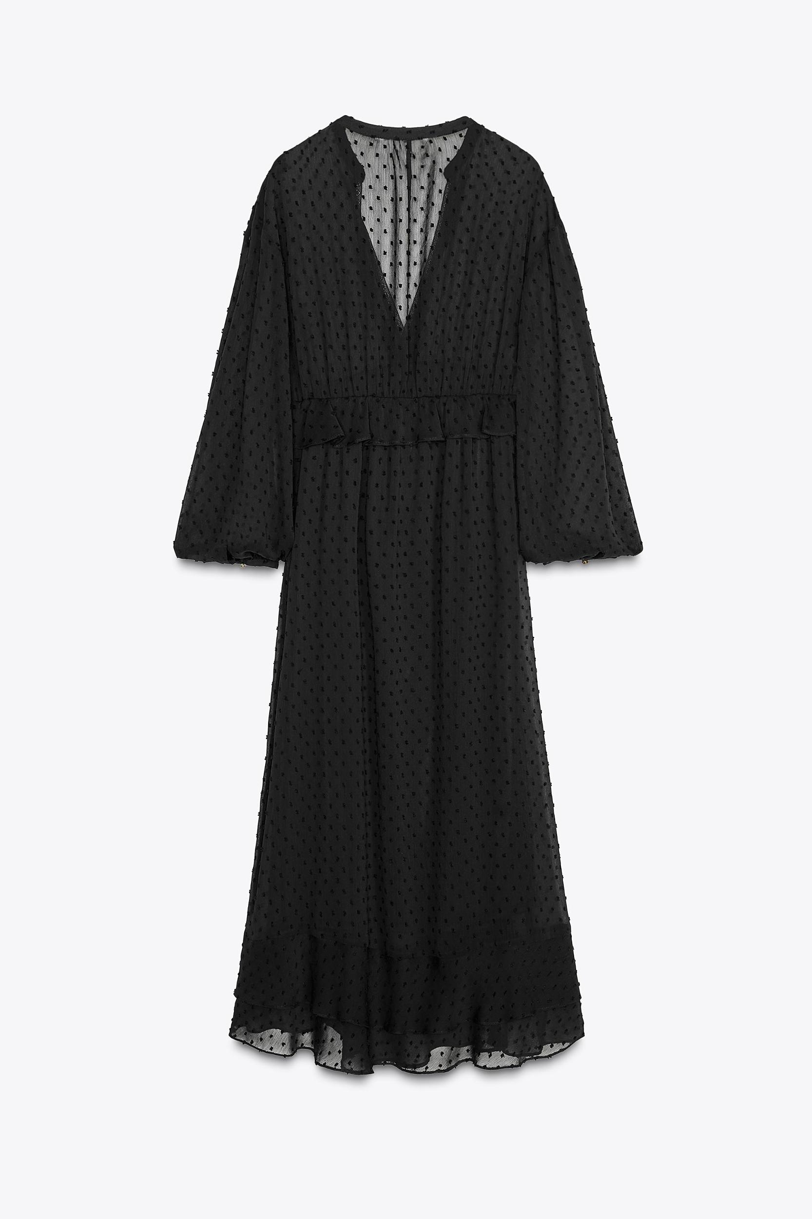 RUFFLED DOTTED MESH DRESS Product Image