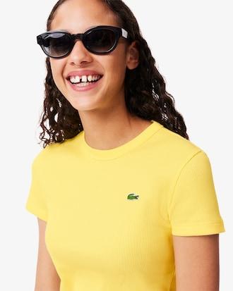 Slim Fit Ribbed Cotton T-shirt Product Image