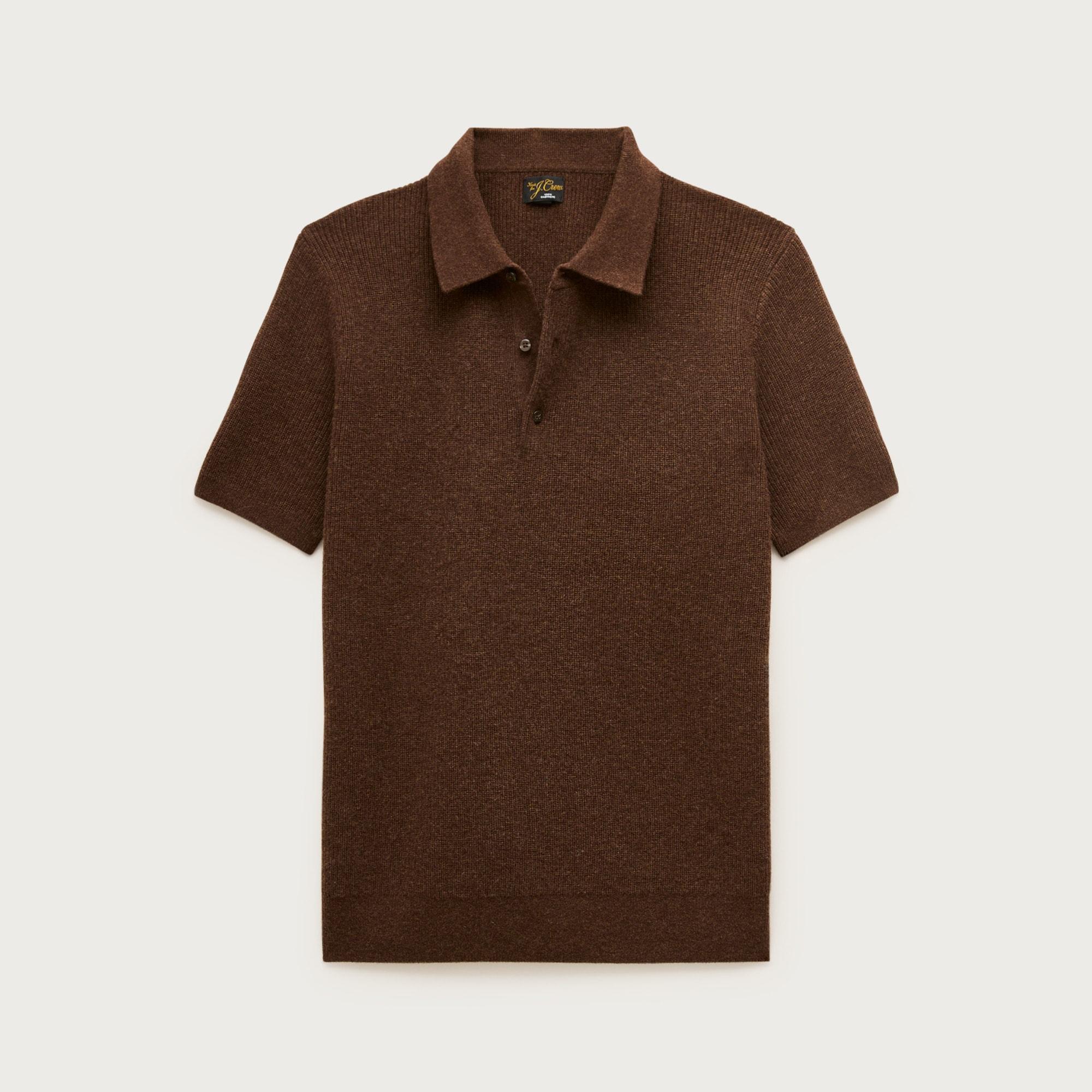 Short-sleeve cashmere rib-knit sweater-polo Product Image