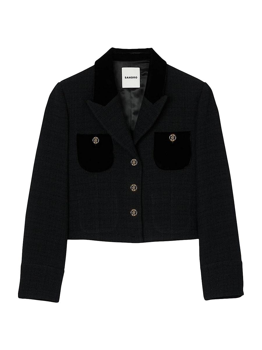 Womens Velvet Tweed Cropped Jacket Product Image
