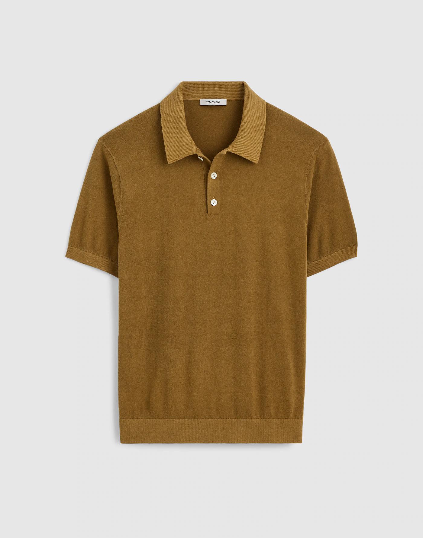 Three-Button Sweater Polo Shirt Product Image