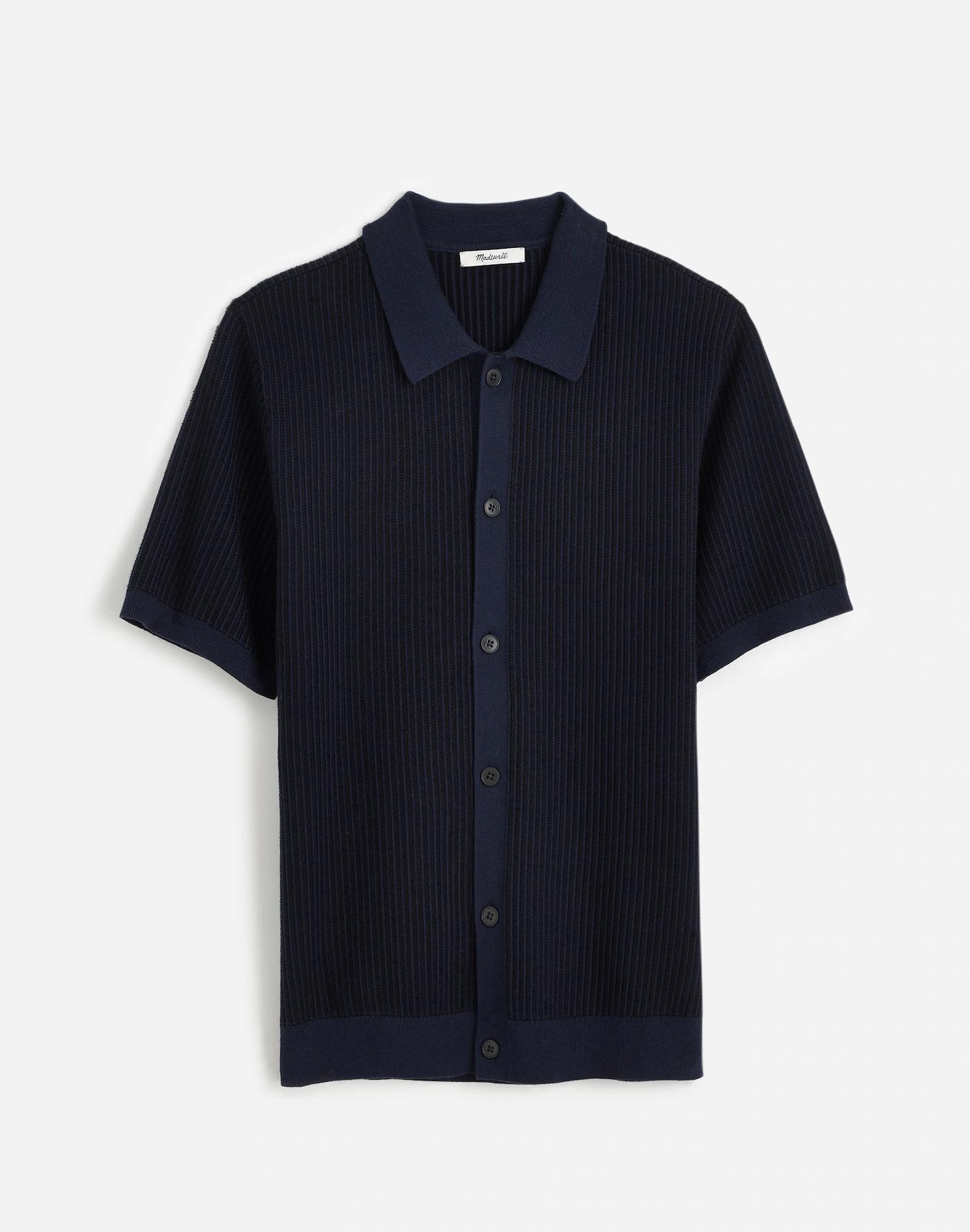 Tuck-Stitch Button-Up Sweater Polo Product Image