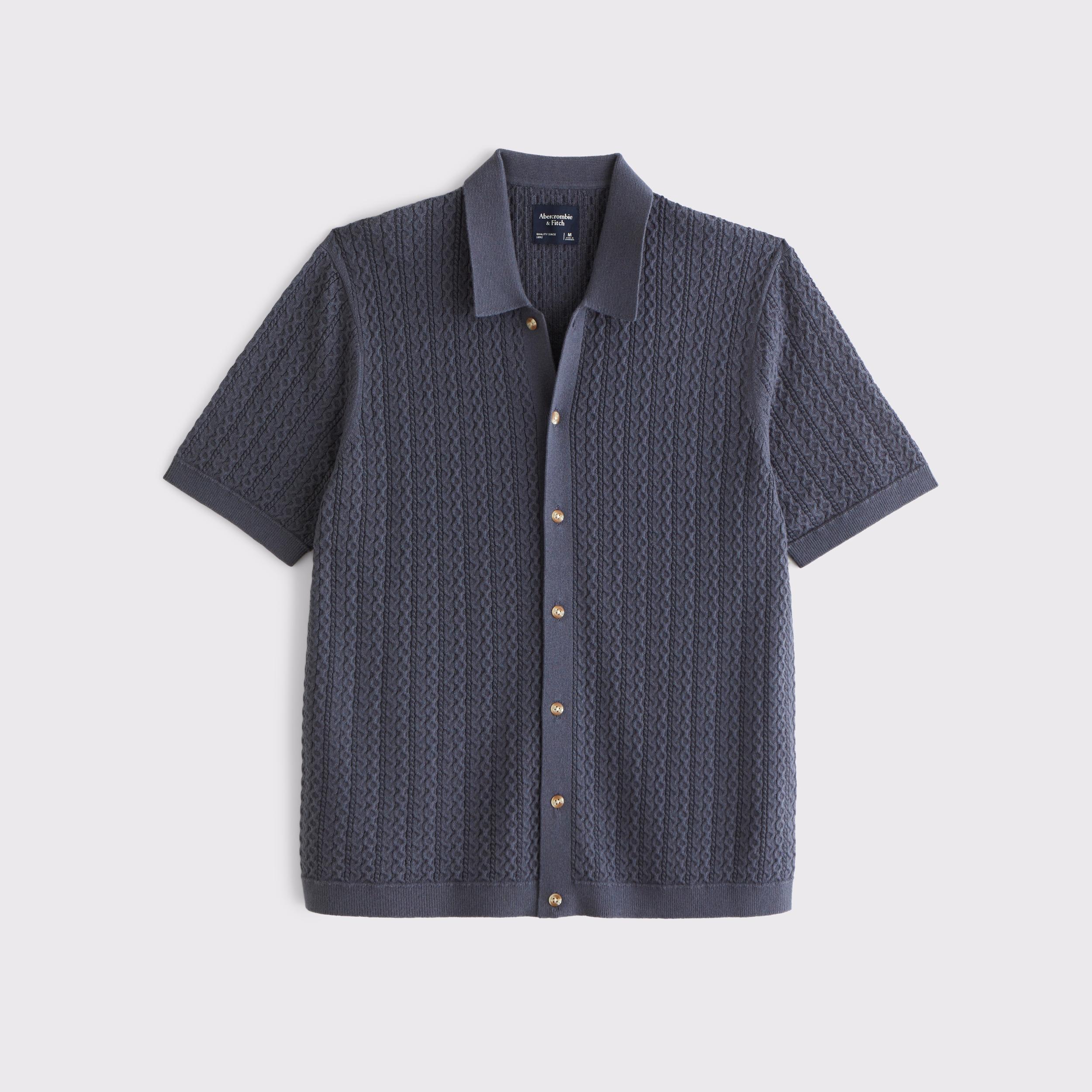 Cable Button-Through Sweater Polo Product Image