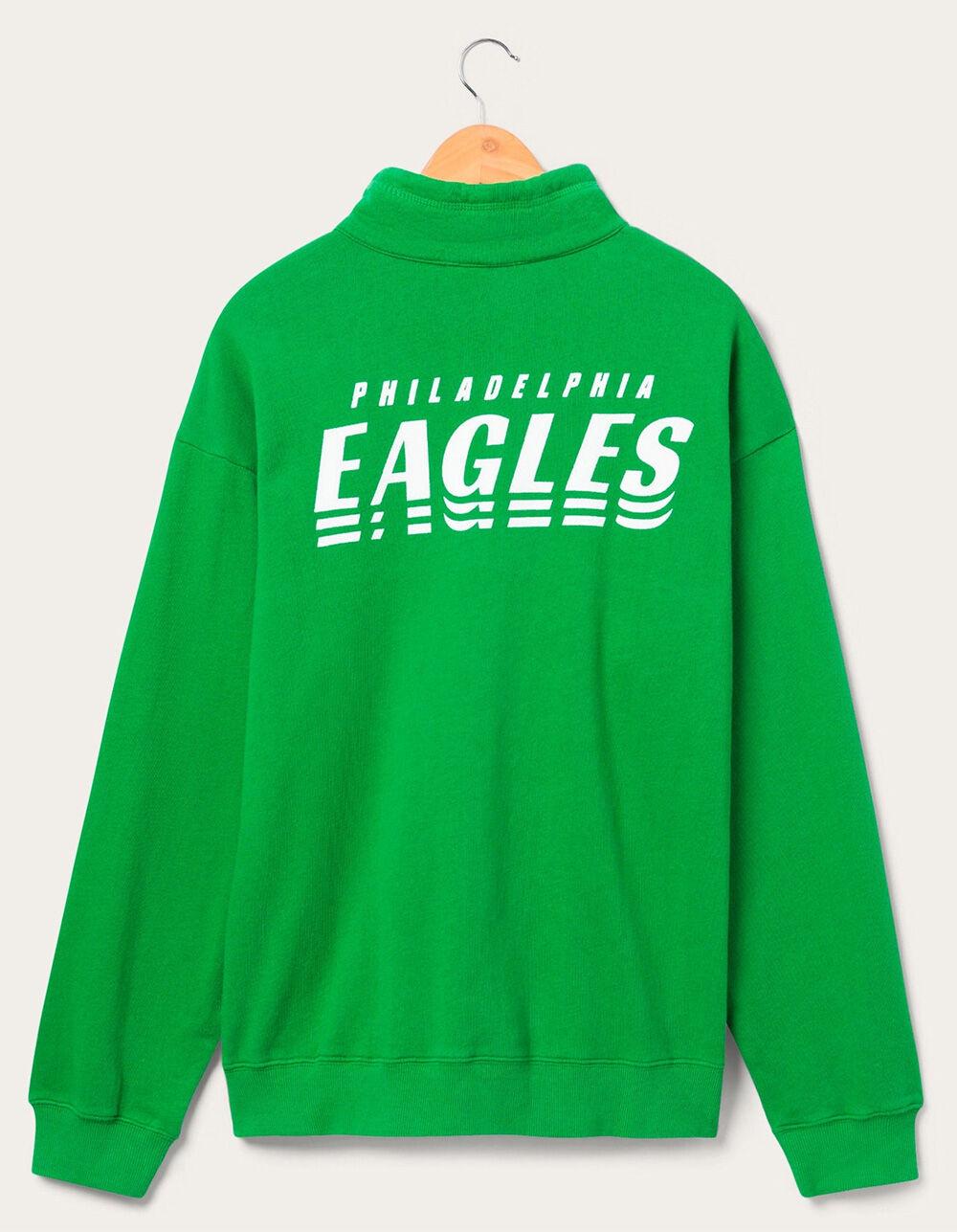 JUNK FOOD Philadelphia Mock 1/4 Button Up Sweatshirt - GREEN Product Image