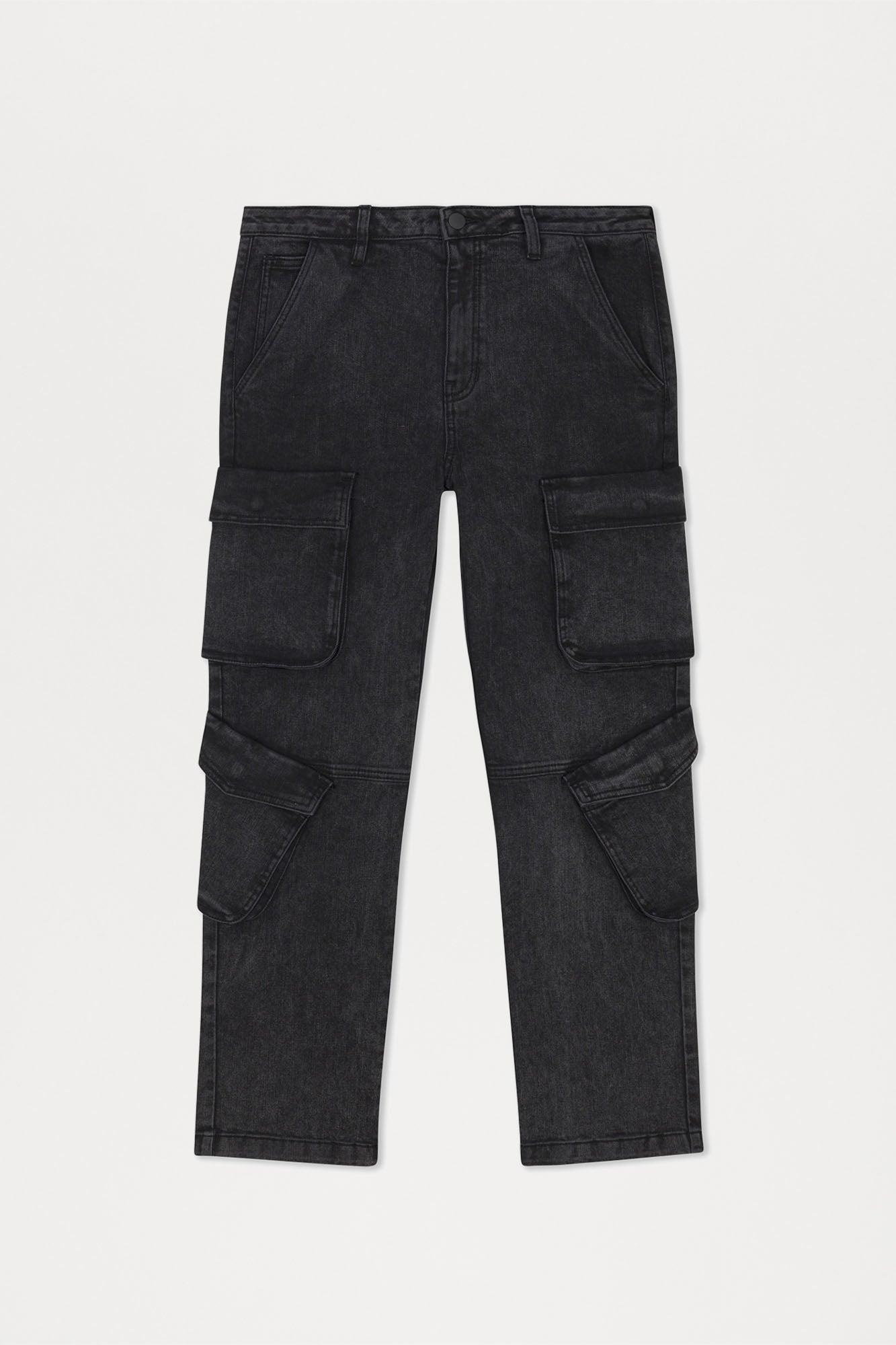 Black Jack Mike Straight Cargo Jeans - Black Wash Product Image