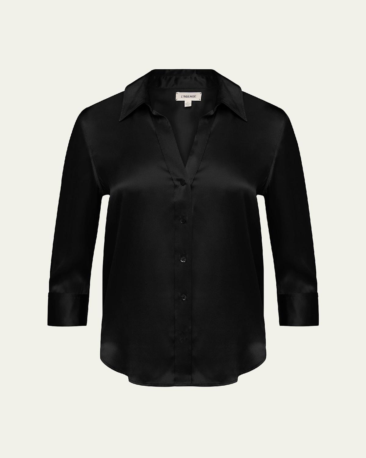 Womens Dani Three-Quarter Sleeve Silk Shirt Product Image