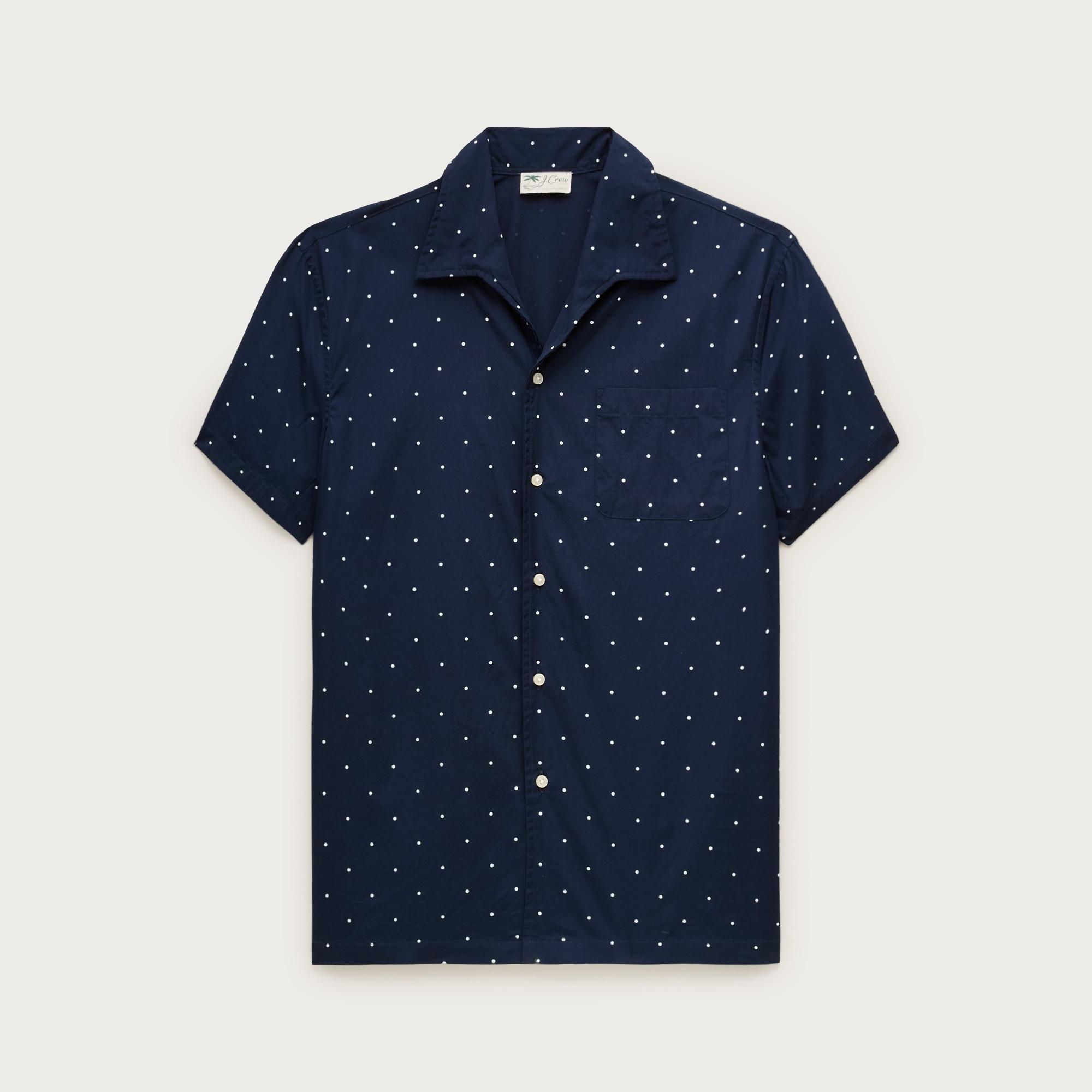 Short-sleeve cotton poplin camp-collar shirt Product Image