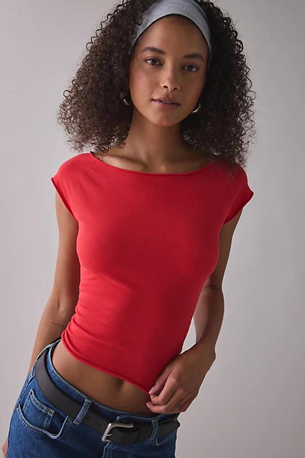 Out From Under Cotton Compression Boatneck Cropped Tee Top Womens at Urban Outfitters Product Image