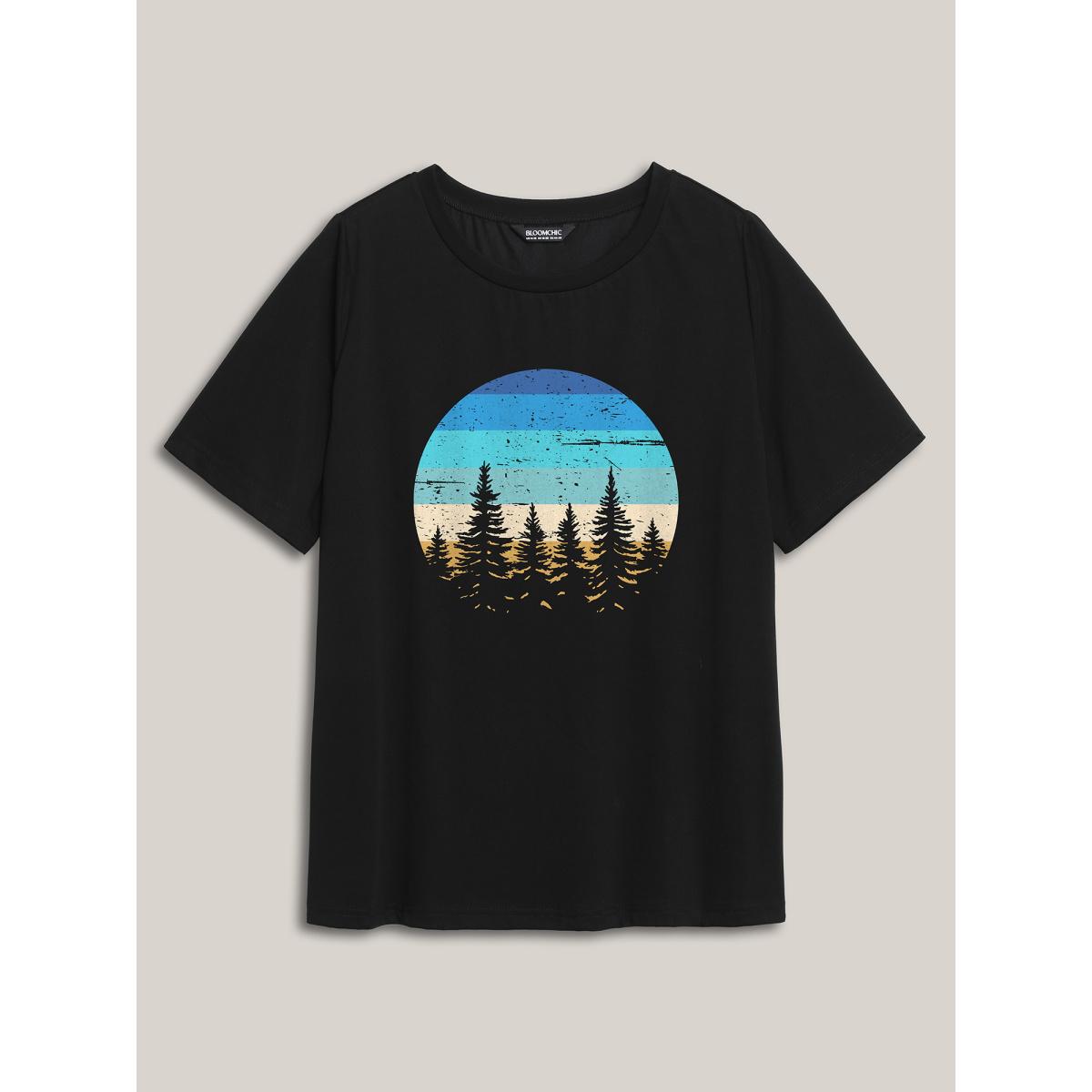 Plus Size Beach Vibes Round Neck T-Shirt Black Women Non Tropical Round Neck Casual T-shirts BloomChic 10/M Product Image