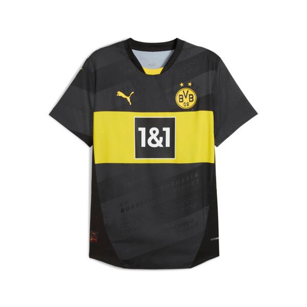 PUMA Borussia Dortmund 24/25 Men's Authentic Away Soccer Jersey in Black/Faster Yellow Product Image