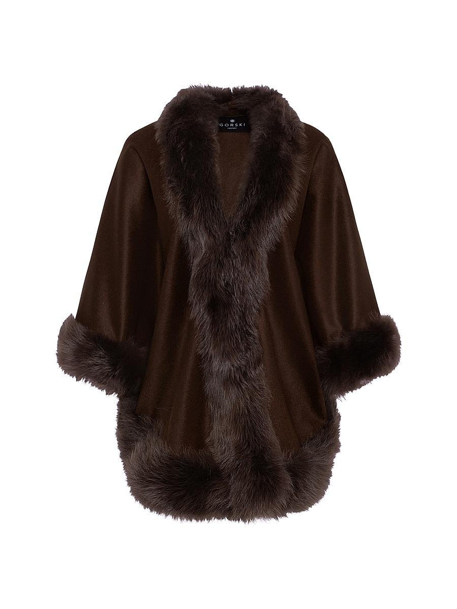 Womens Select Cashmere Capelet with Toscana Shearling Lamb Trim Product Image