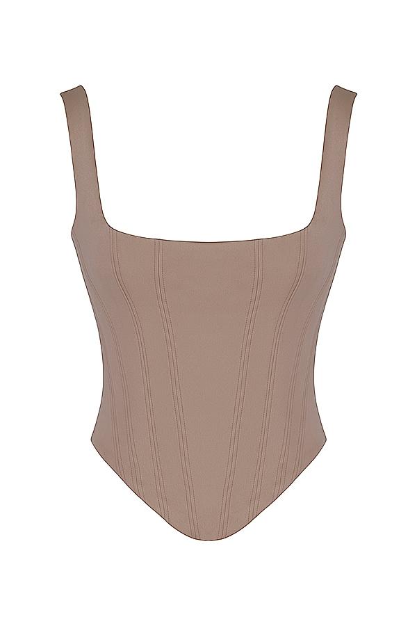 Rafa  stone satin longline corset Product Image