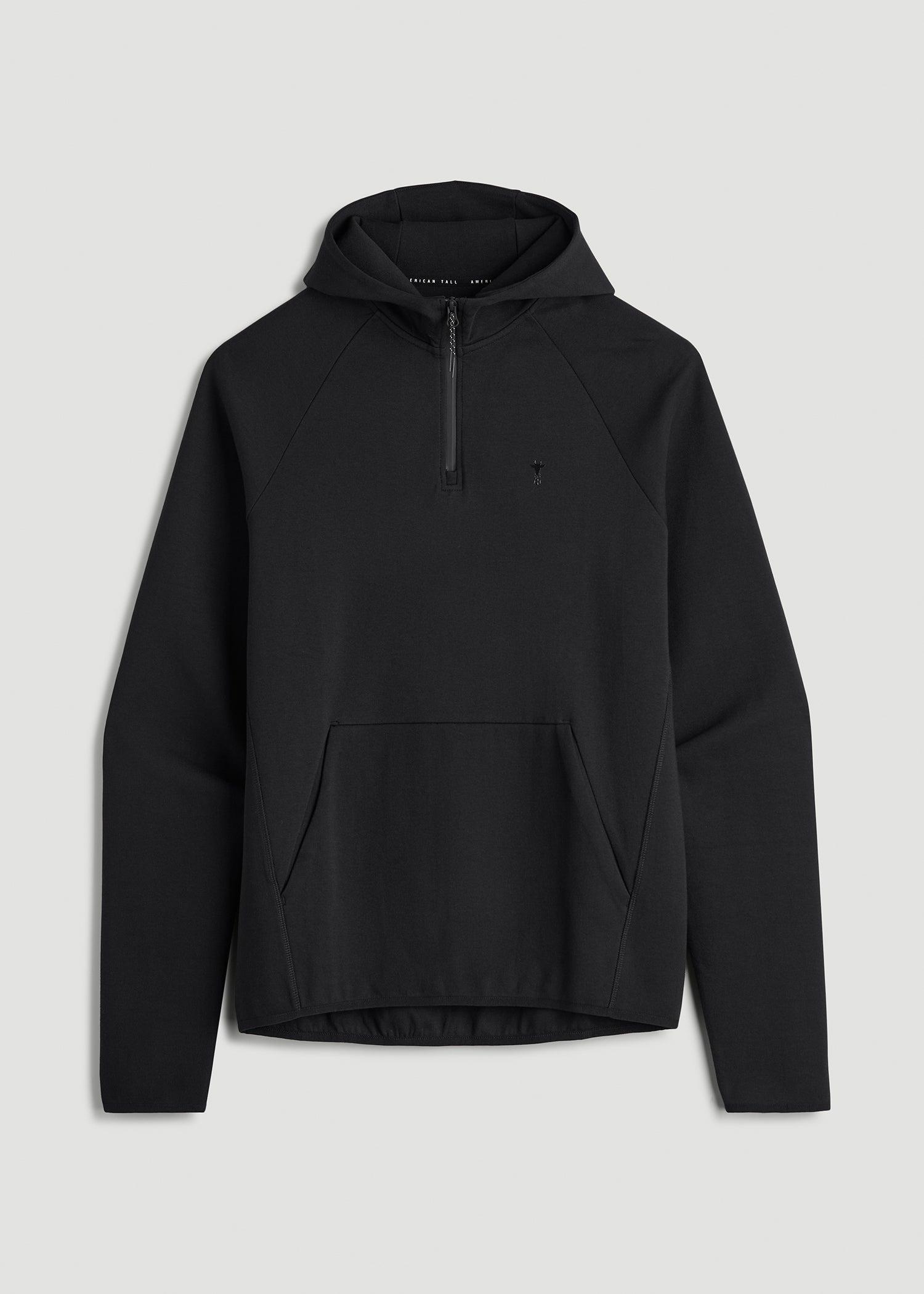 Tech Motion Fleece Hooded Popover for Tall Men in Black Male Product Image