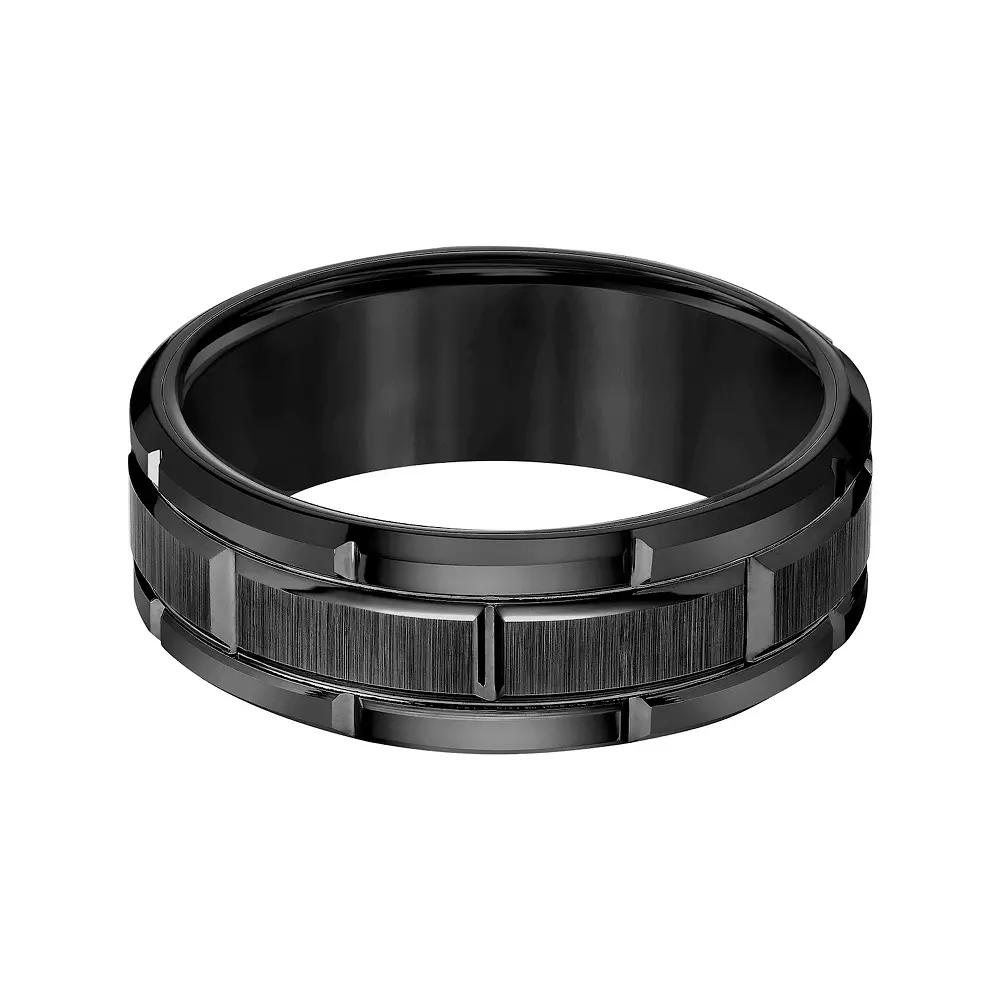 AXL Black Tungsten Beveled Edge Men's Wedding Band, Size: 9.50 Product Image