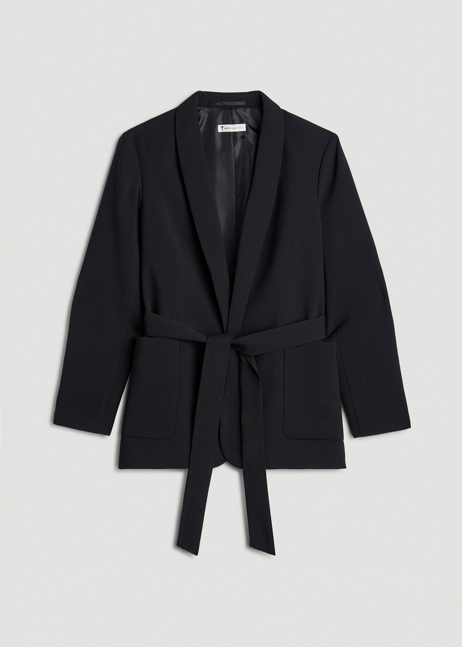 Crepe Wrap Blazer for Tall Women in Black Female Product Image