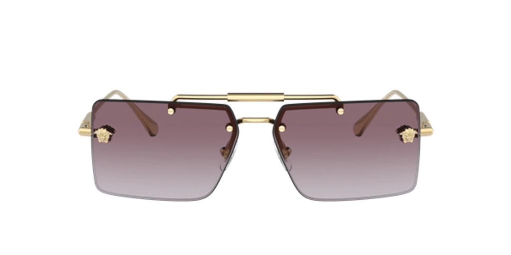 VERSACE Pink Gradient Flash Mirror Rectangular Ladies Sunglasses Ve2245 100258 60 In Brown Product Image